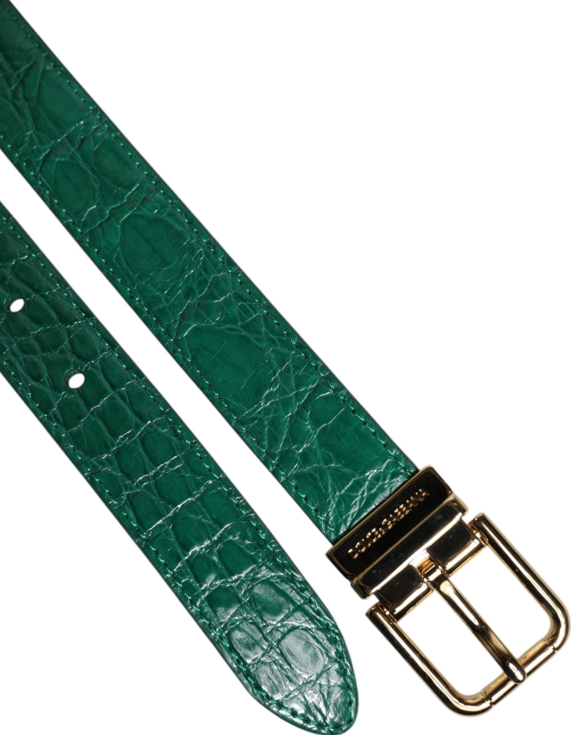 Dolce & Gabbana Green Leather Logo Metal Waist Buckle Belt - 5