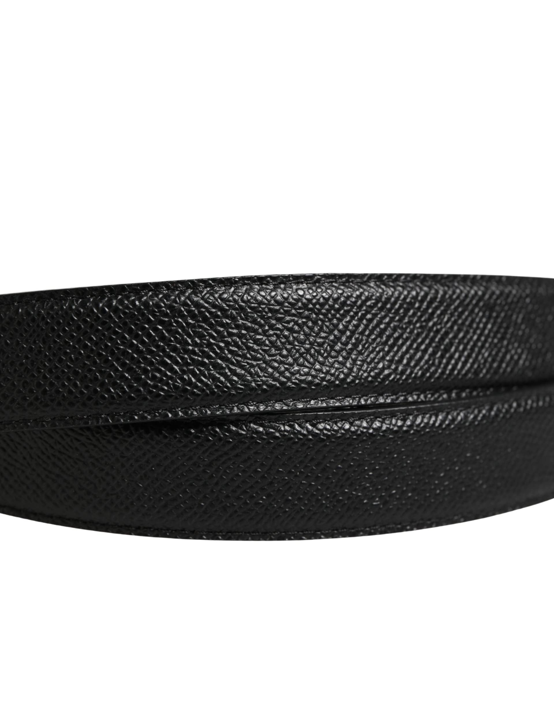 Dolce & Gabbana Men Black Calf Leather Logo Metal Buckle Belt - 5