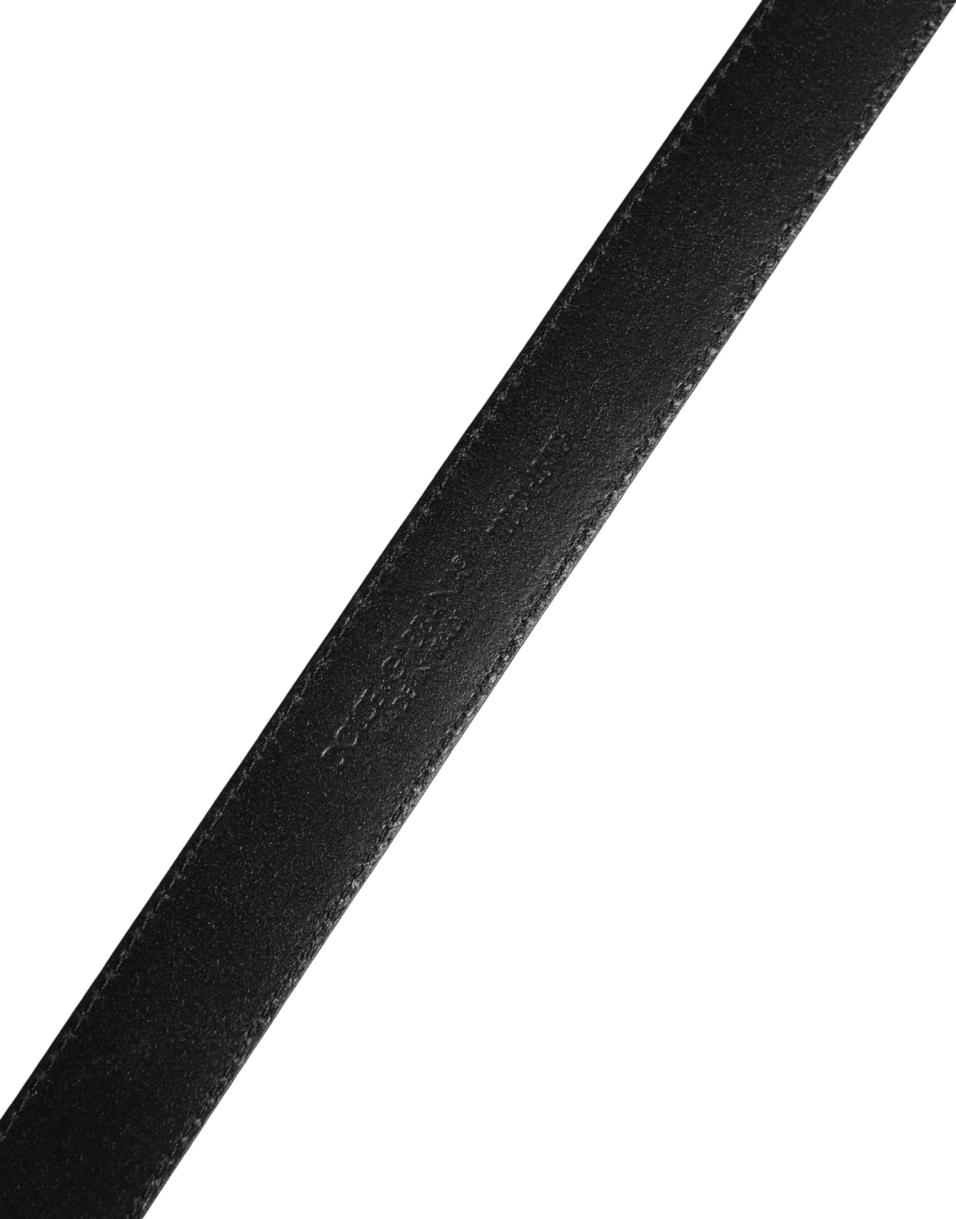 Dolce & Gabbana Men Black Calf Leather Logo Metal Buckle Belt - 7