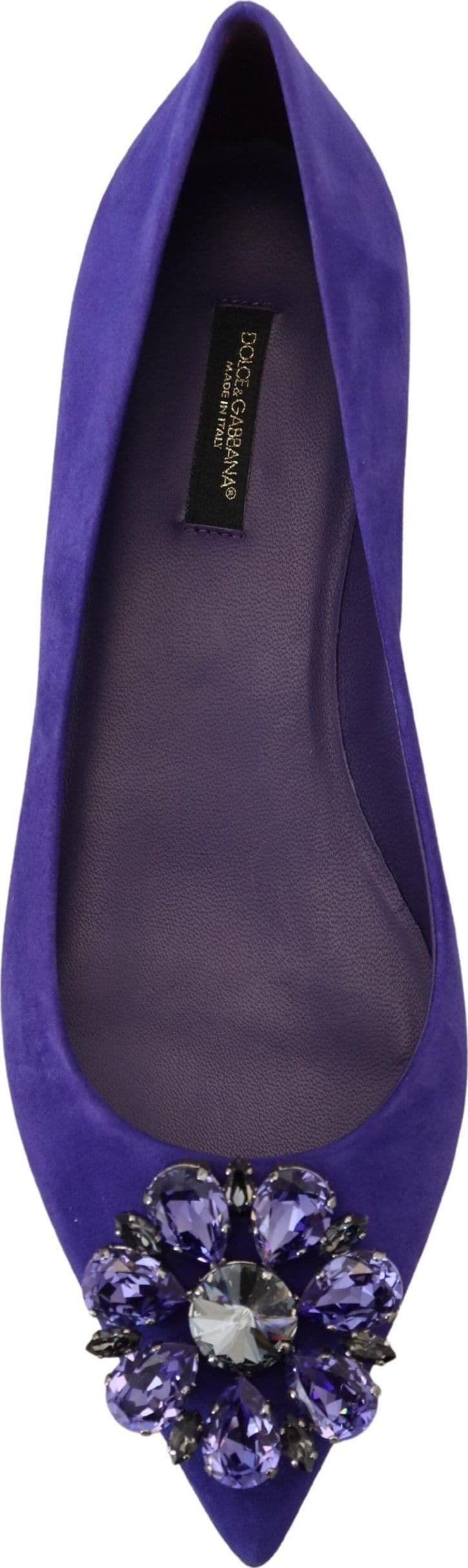 Dolce & Gabbana Purple Suede Crystals Loafers Flats Shoes - 2