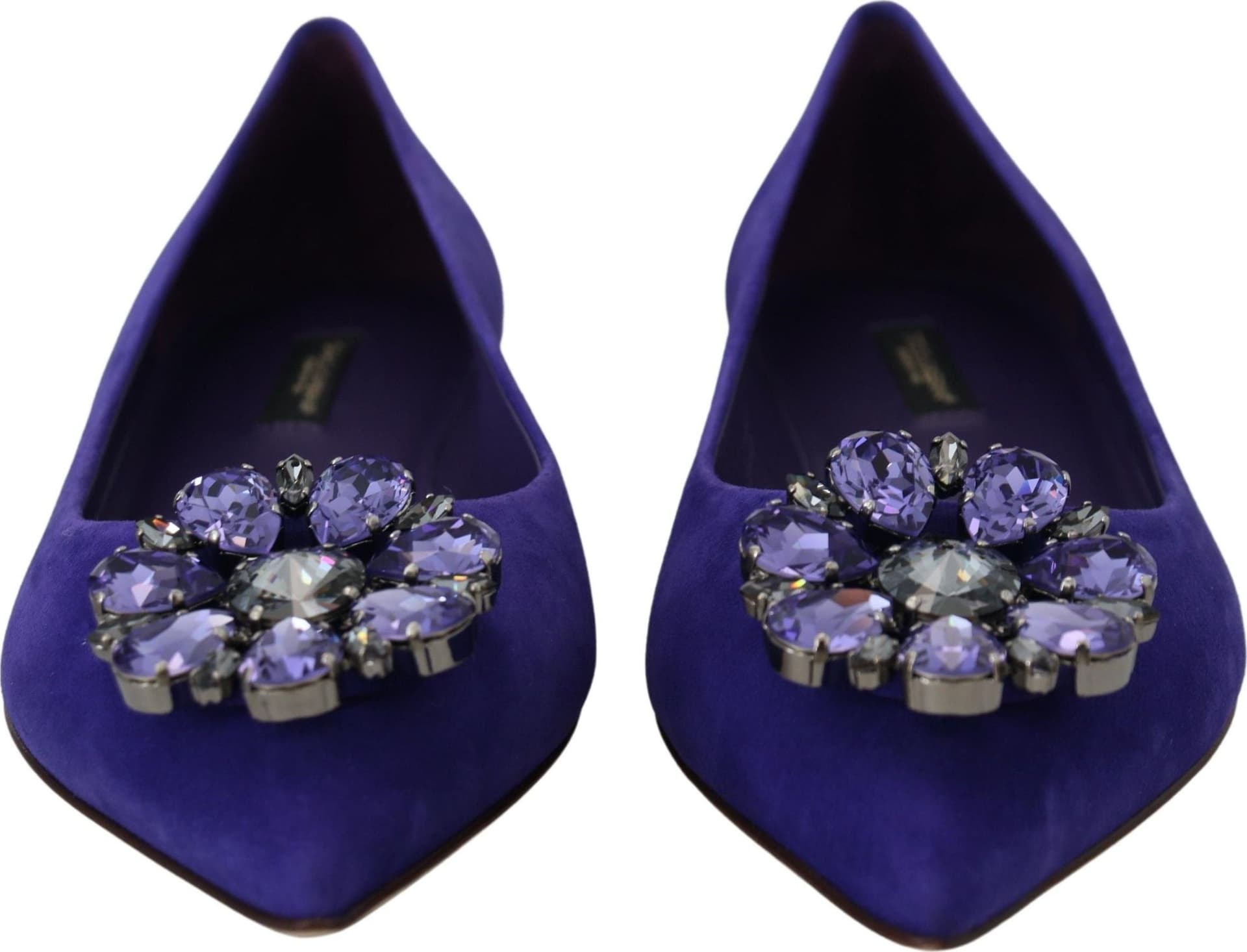 Dolce & Gabbana Purple Suede Crystals Loafers Flats Shoes - 3