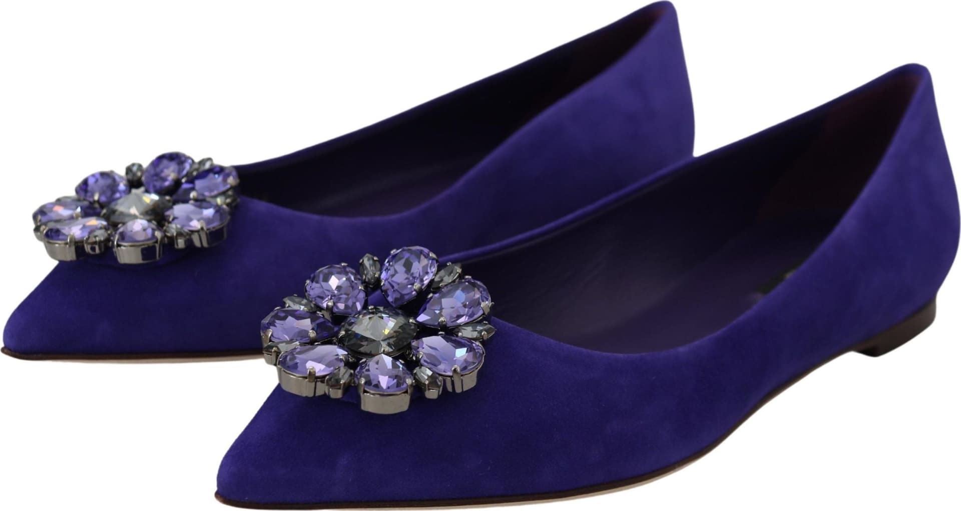 Dolce & Gabbana Purple Suede Crystals Loafers Flats Shoes - 4