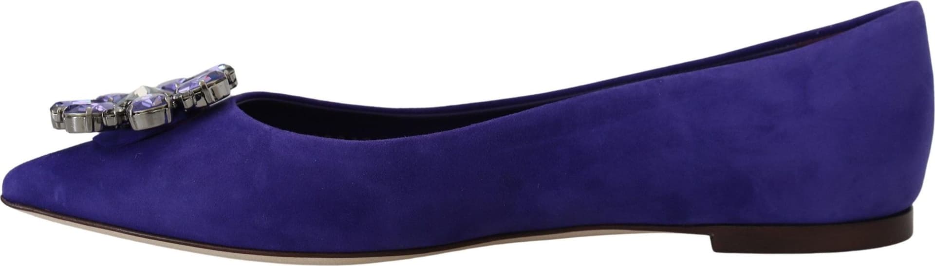 Dolce & Gabbana Purple Suede Crystals Loafers Flats Shoes - 6
