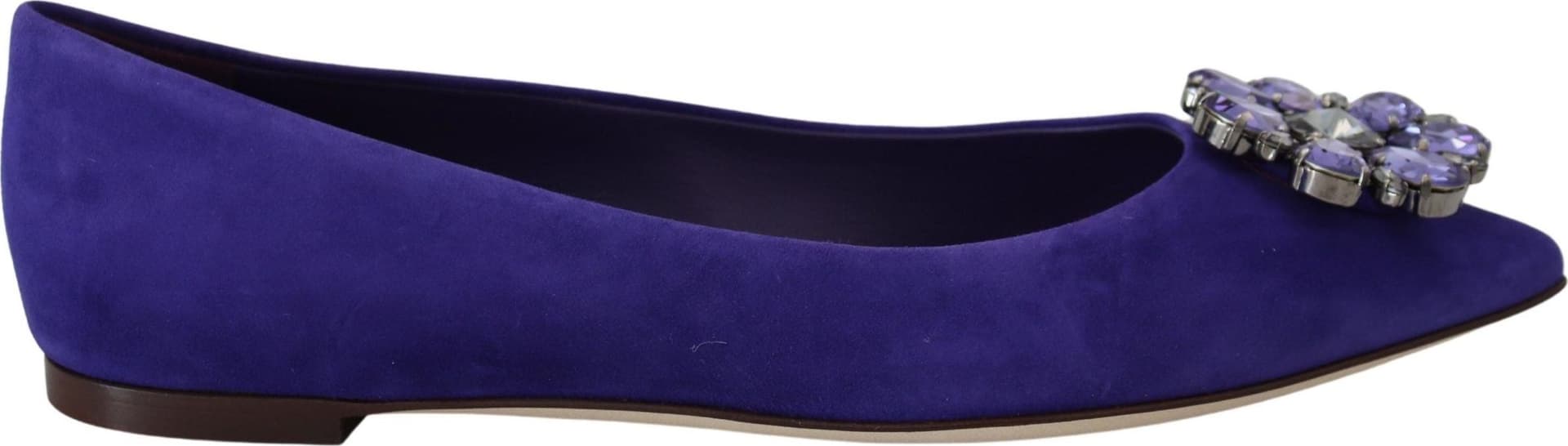 Dolce & Gabbana Purple Suede Crystals Loafers Flats Shoes - 7