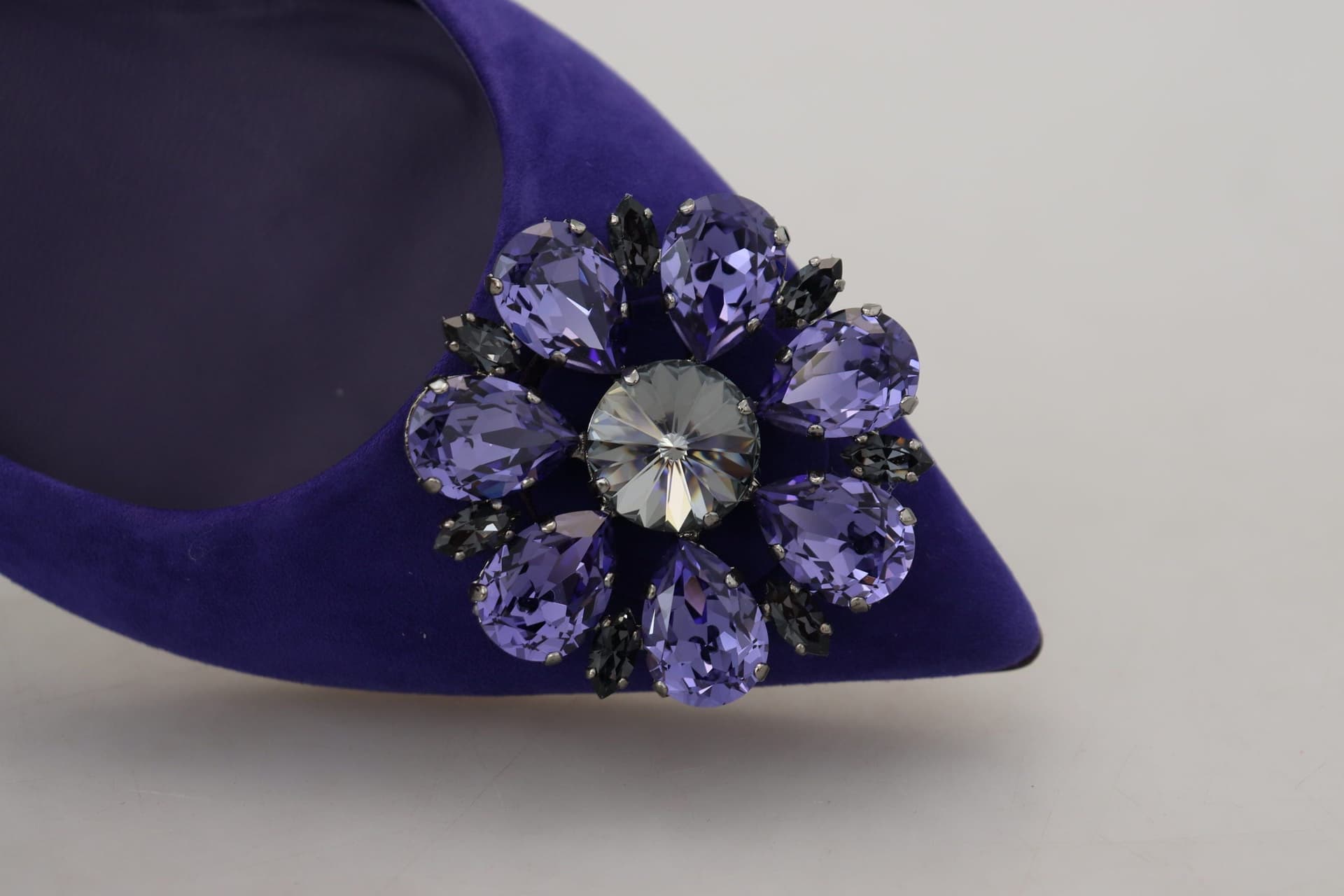 Dolce & Gabbana Purple Suede Crystals Loafers Flats Shoes - 8