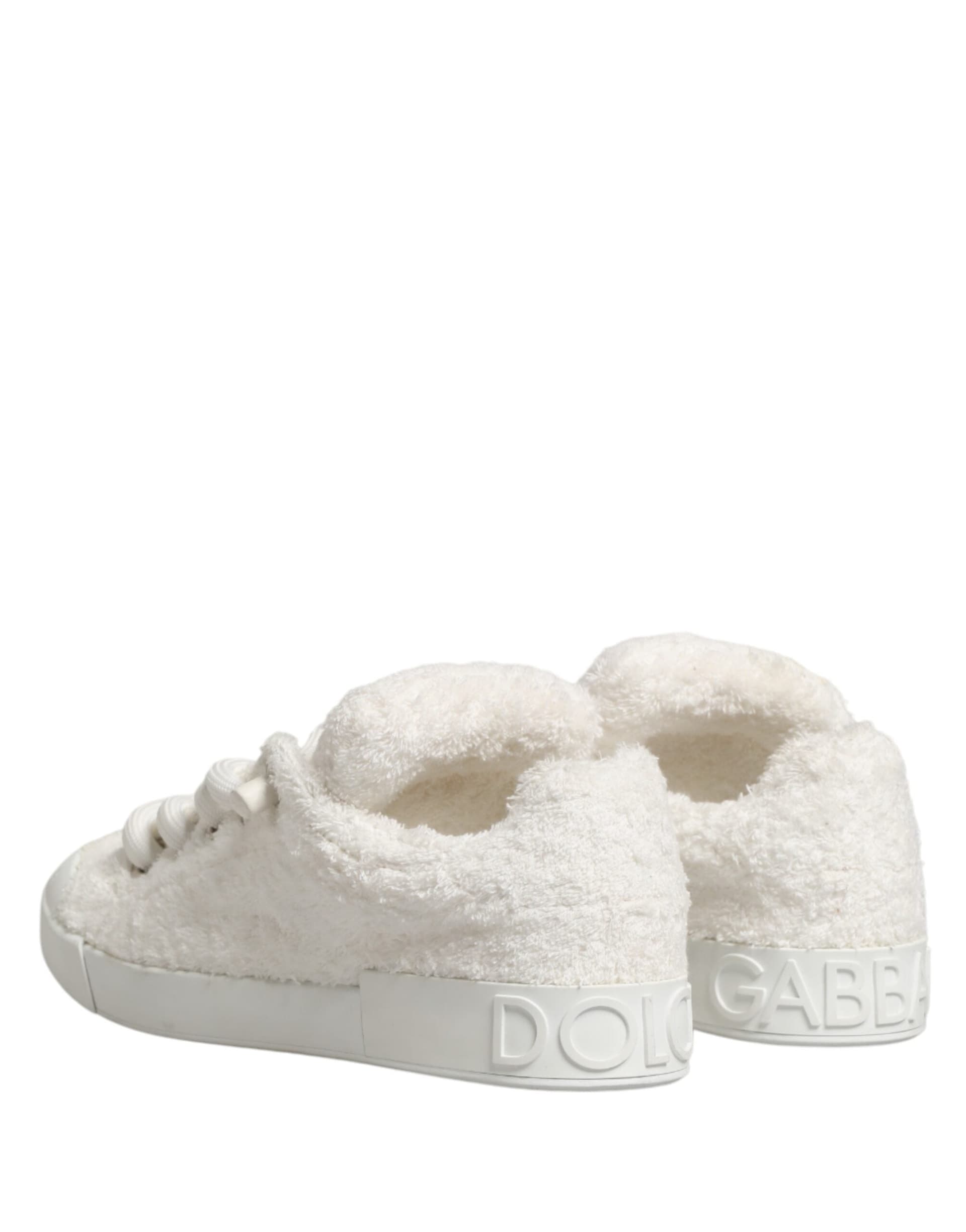Dolce & Gabbana White Faux Shearling Low Top Sneakers  Shoes - 4