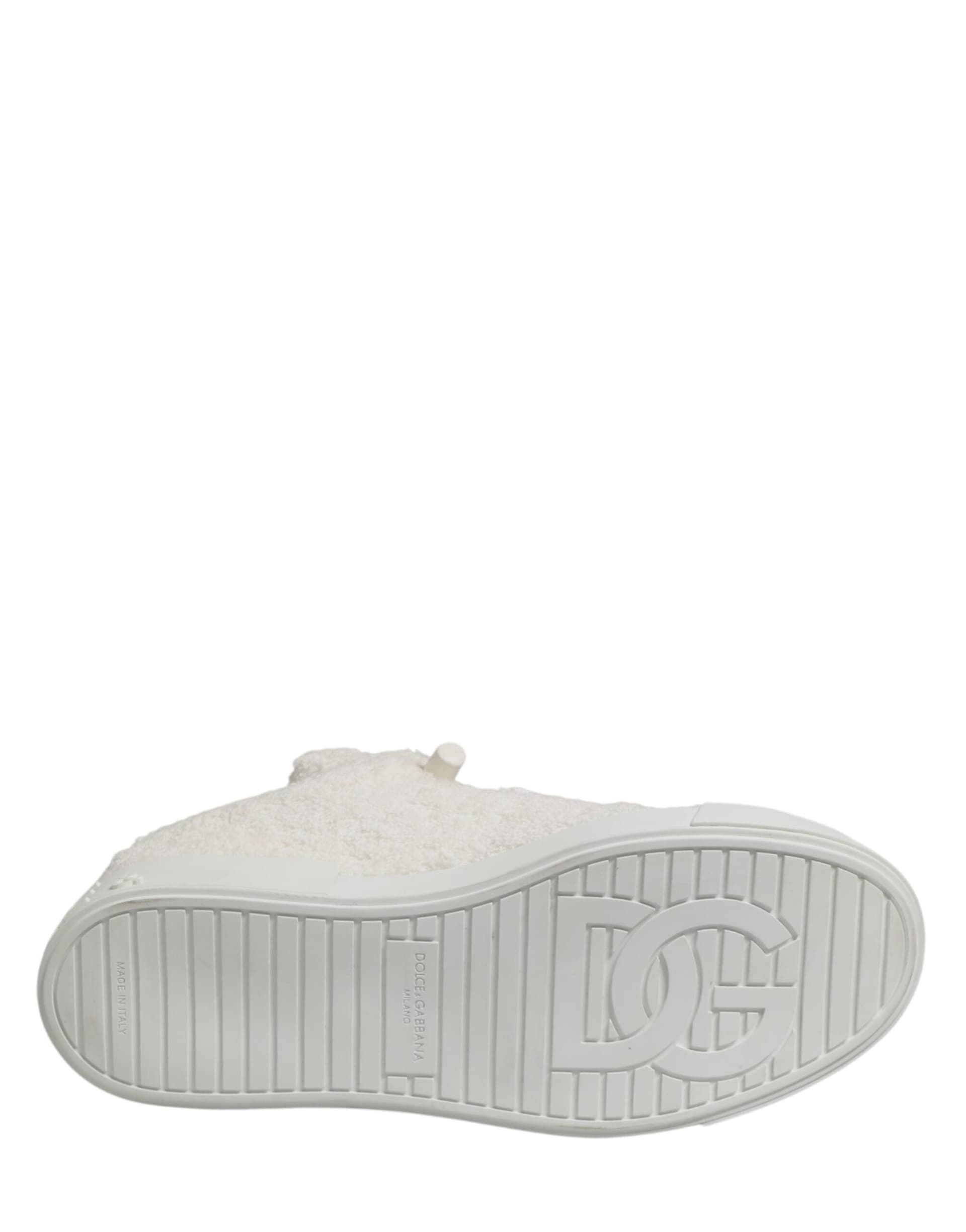 Dolce & Gabbana White Faux Shearling Low Top Sneakers  Shoes - 8