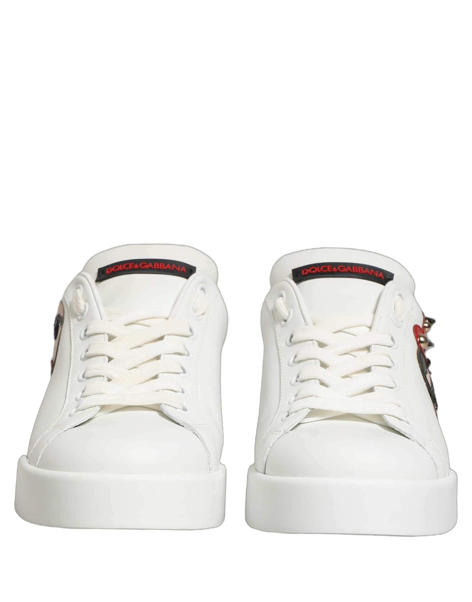 Dolce & Gabbana White Patch Calfskin Nappa Portofino Sneakers Shoes - 2