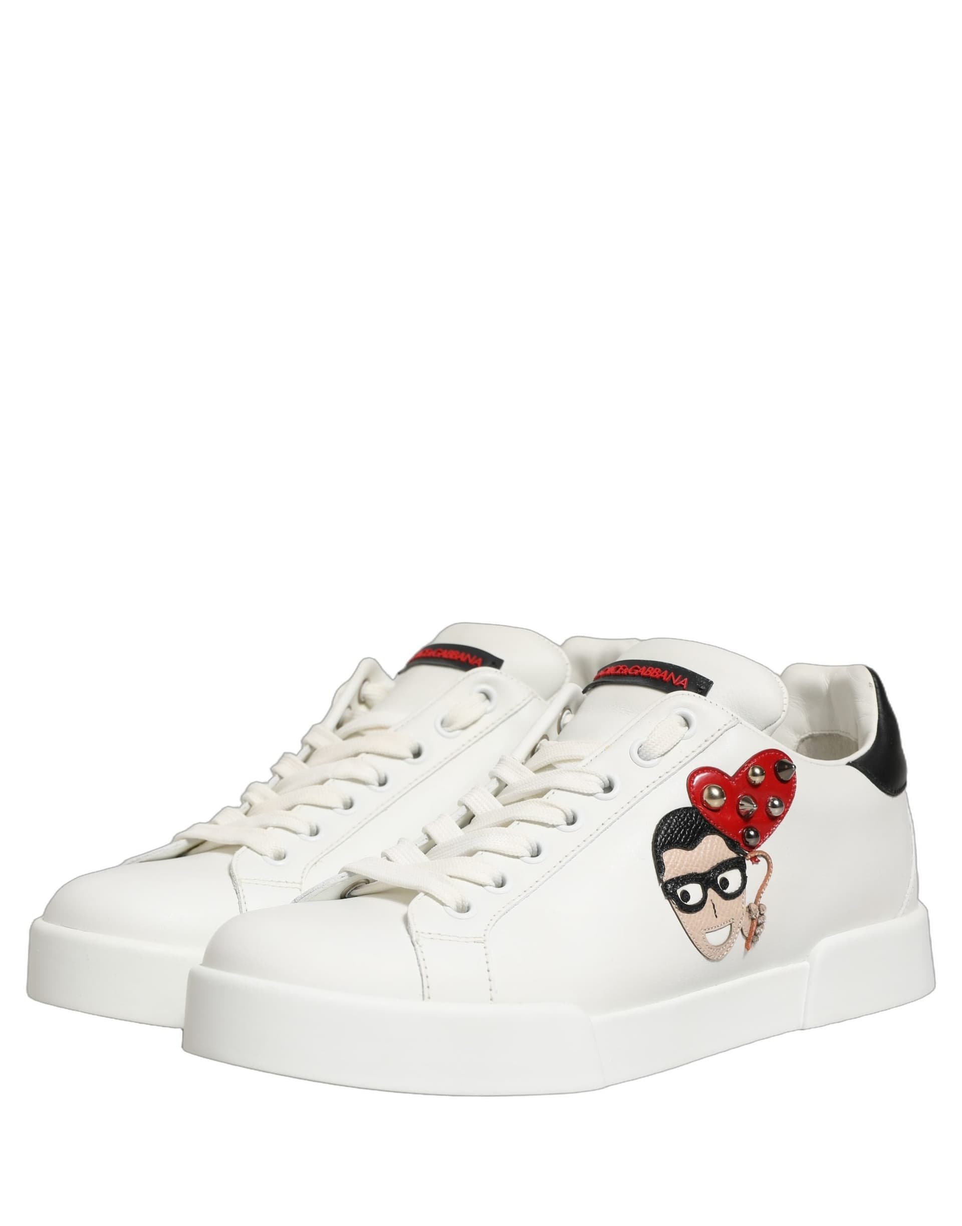 Dolce & Gabbana White Patch Calfskin Nappa Portofino Sneakers Shoes - 3
