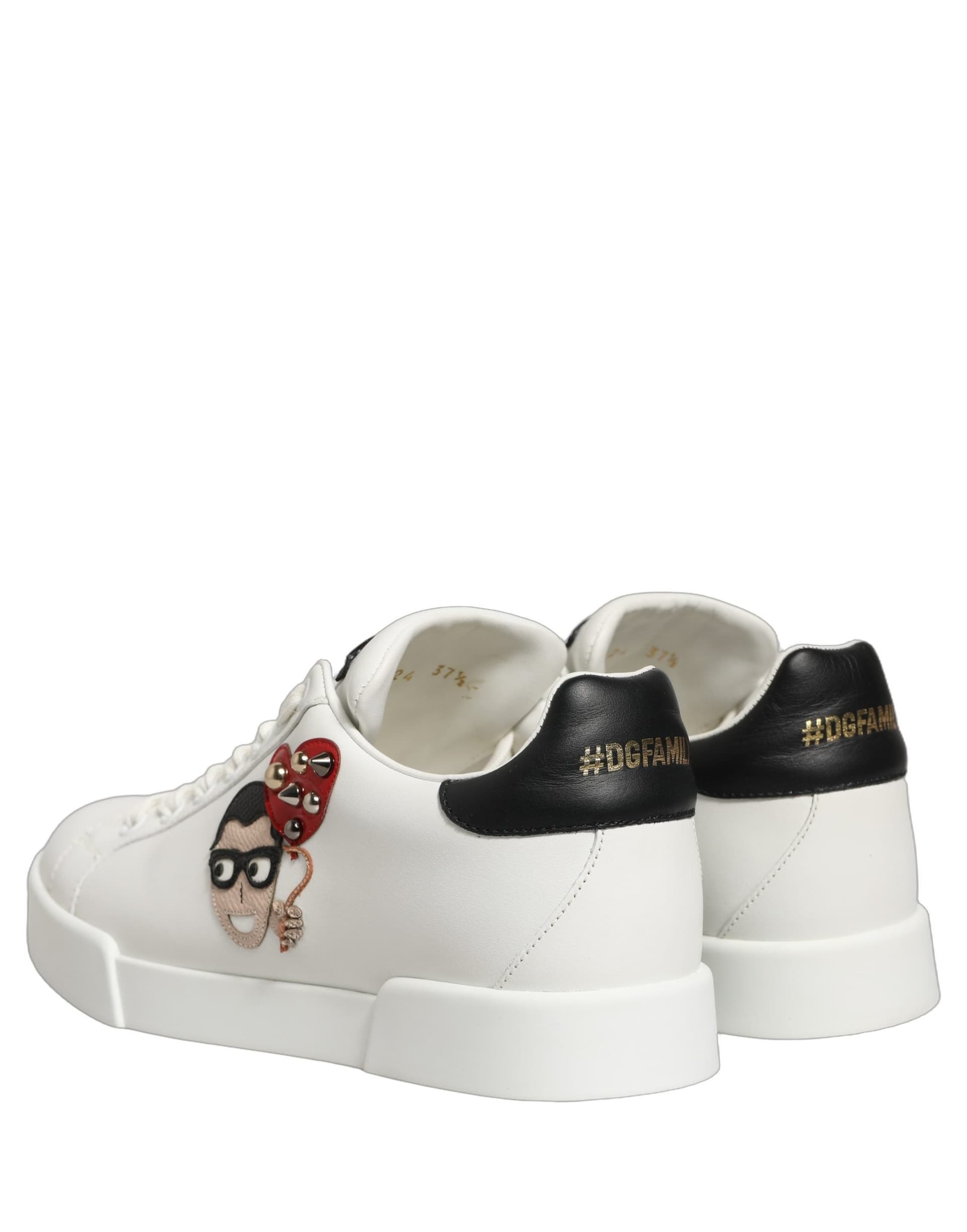 Dolce & Gabbana White Patch Calfskin Nappa Portofino Sneakers Shoes - 4
