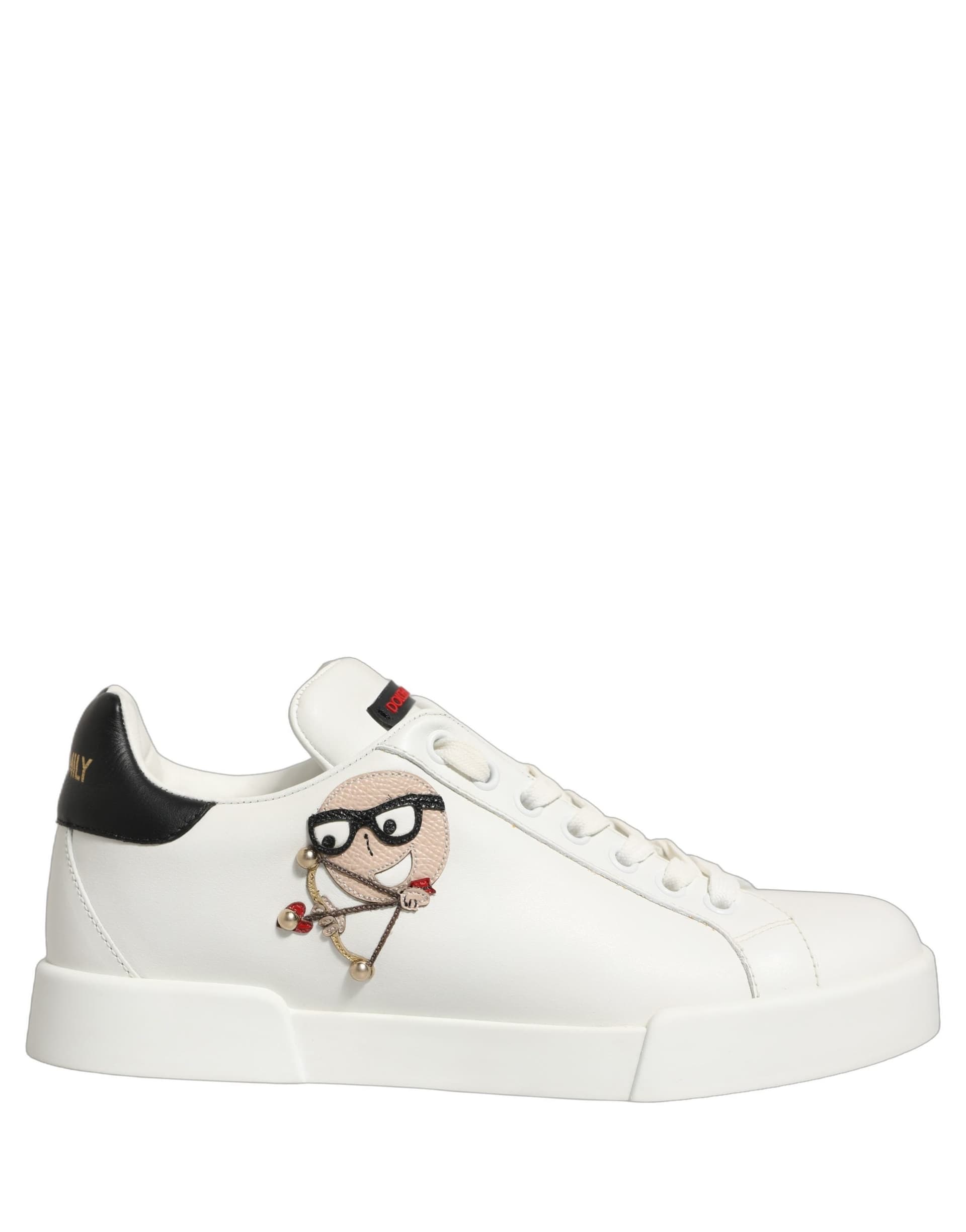 Dolce & Gabbana White Patch Calfskin Nappa Portofino Sneakers Shoes - 7