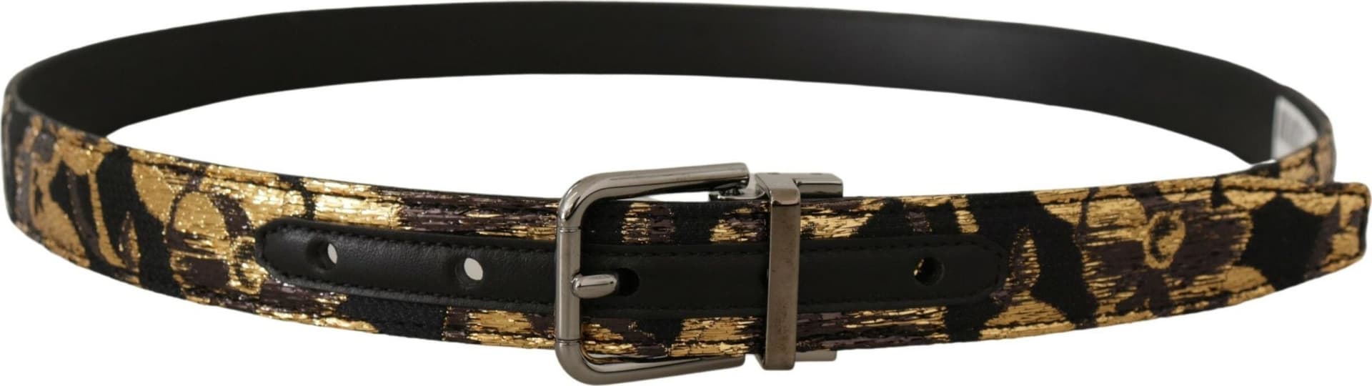 Dolce & Gabbana Multicolor Jacquard Leather Logo Metal Buckle Belt - 2