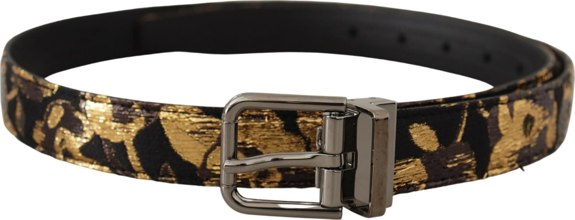 Dolce & Gabbana Multicolor Jacquard Leather Logo Metal Buckle Belt - 3