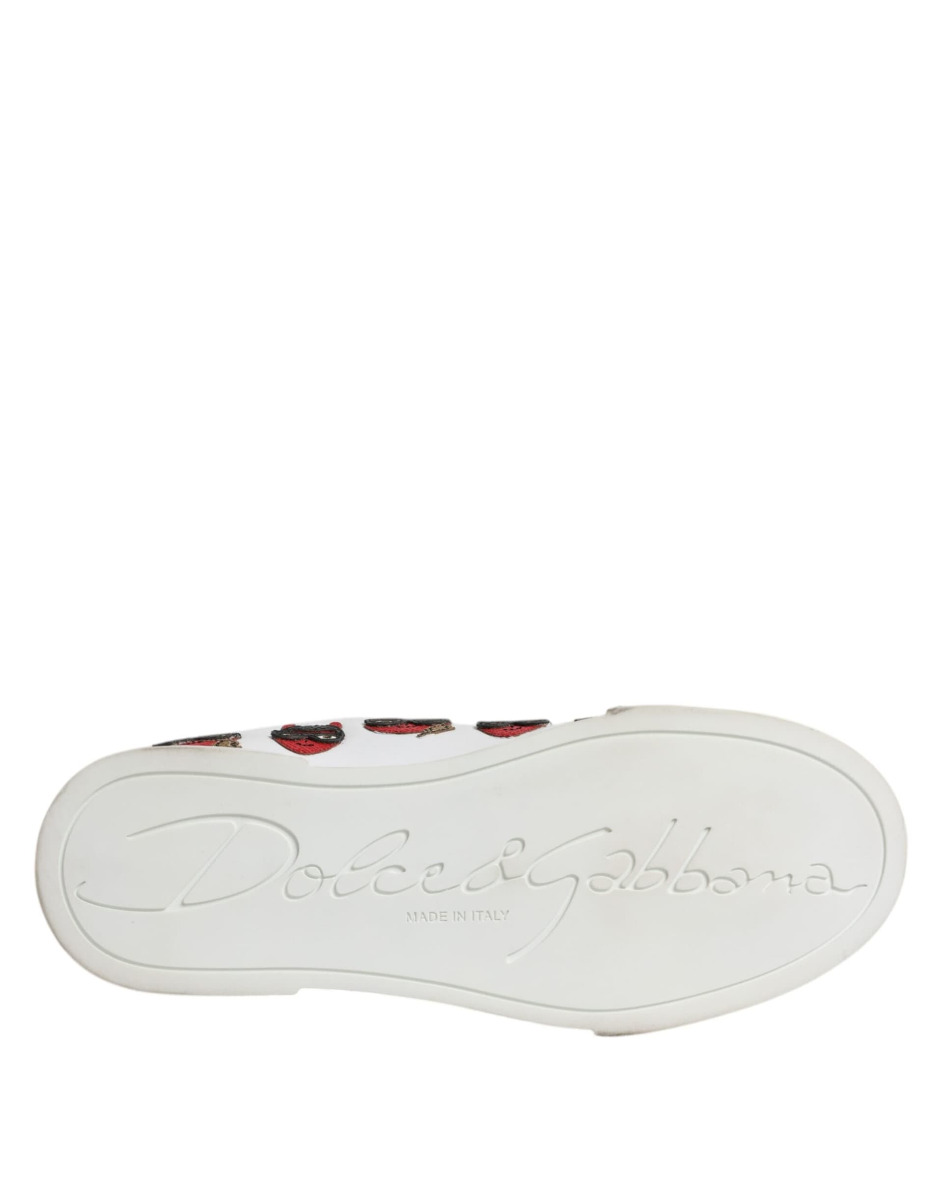 Dolce & Gabbana White Devil Face Portofino Sneakers Shoes - 8