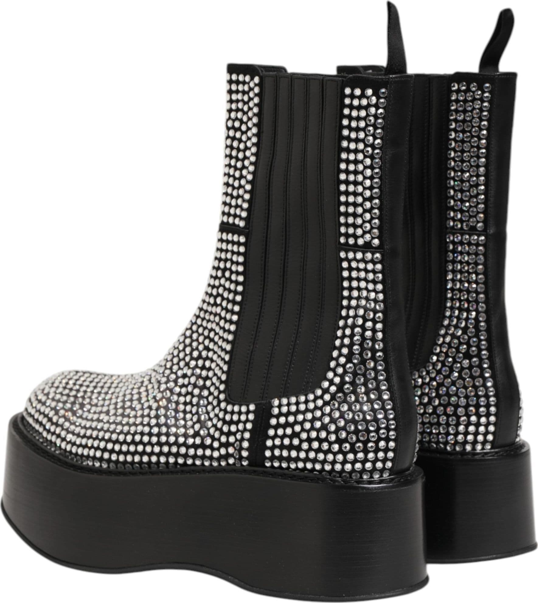 Dolce & Gabbana Black Crystal Strass Mid Calf Short Boots  Shoes - 4