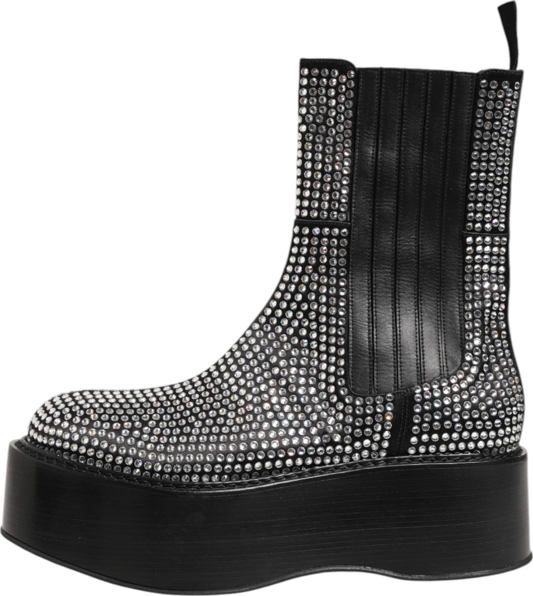 Dolce & Gabbana Black Crystal Strass Mid Calf Short Boots  Shoes - 5