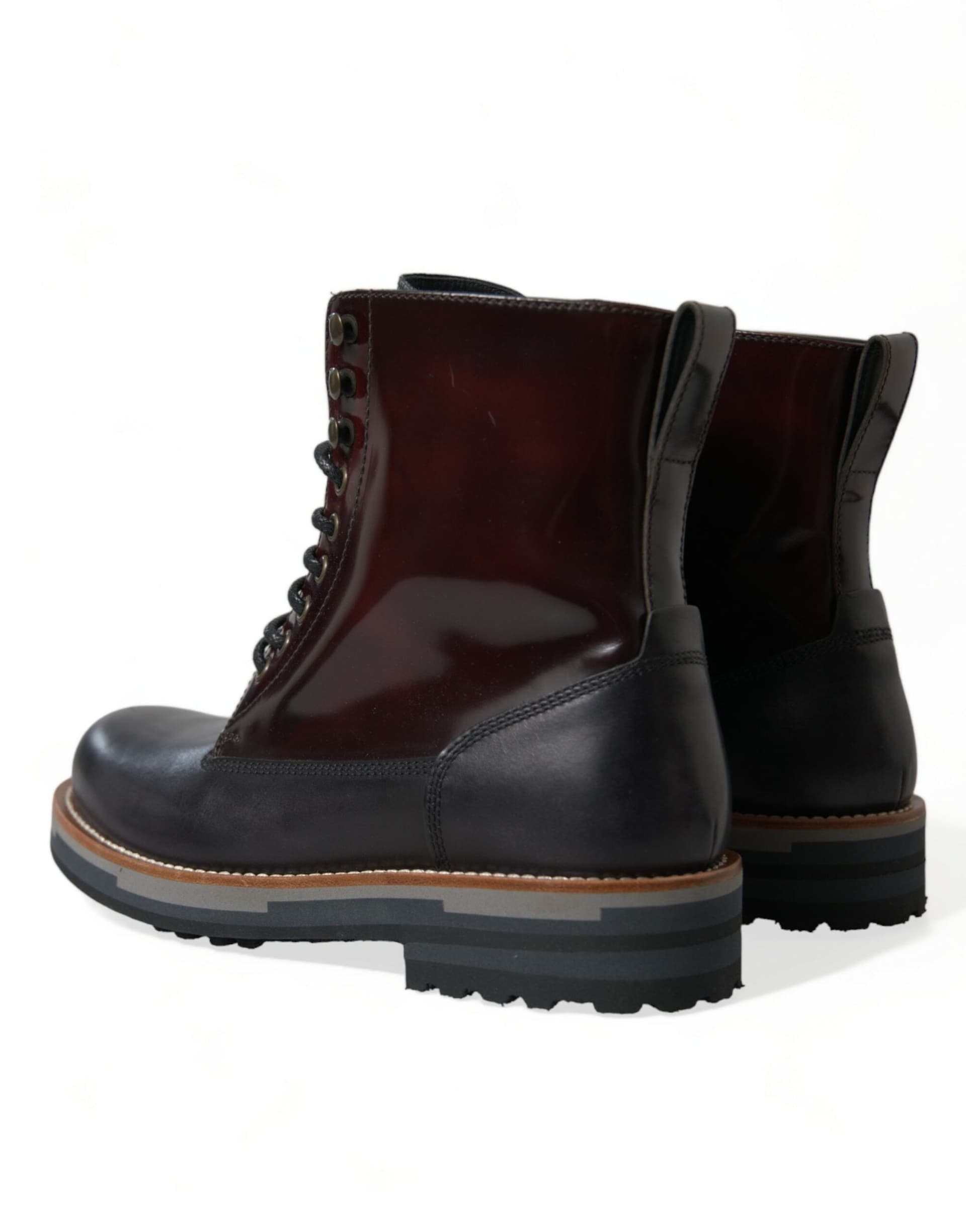 Dolce & Gabbana Black Leather Military Combat Boots Shoes - 3