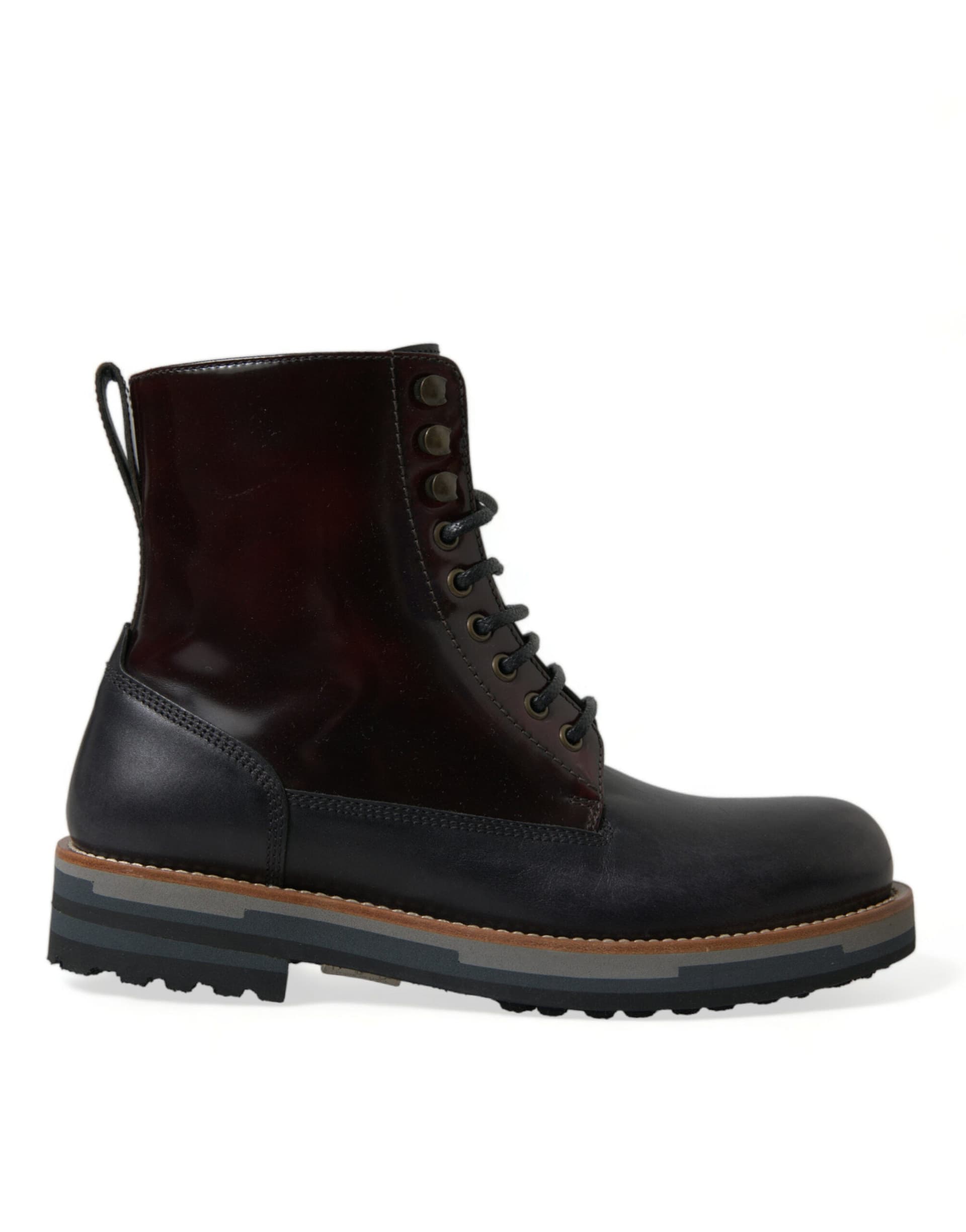 Dolce & Gabbana Black Leather Military Combat Boots Shoes - 5