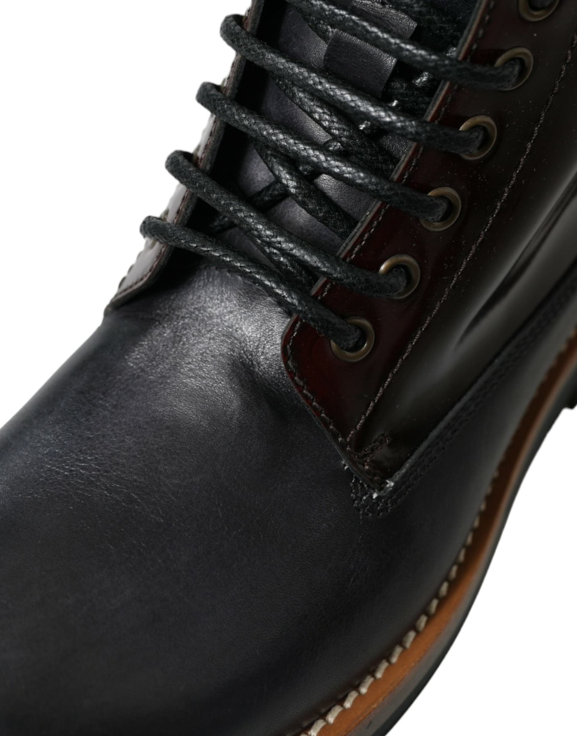 Dolce & Gabbana Black Leather Military Combat Boots Shoes - 7