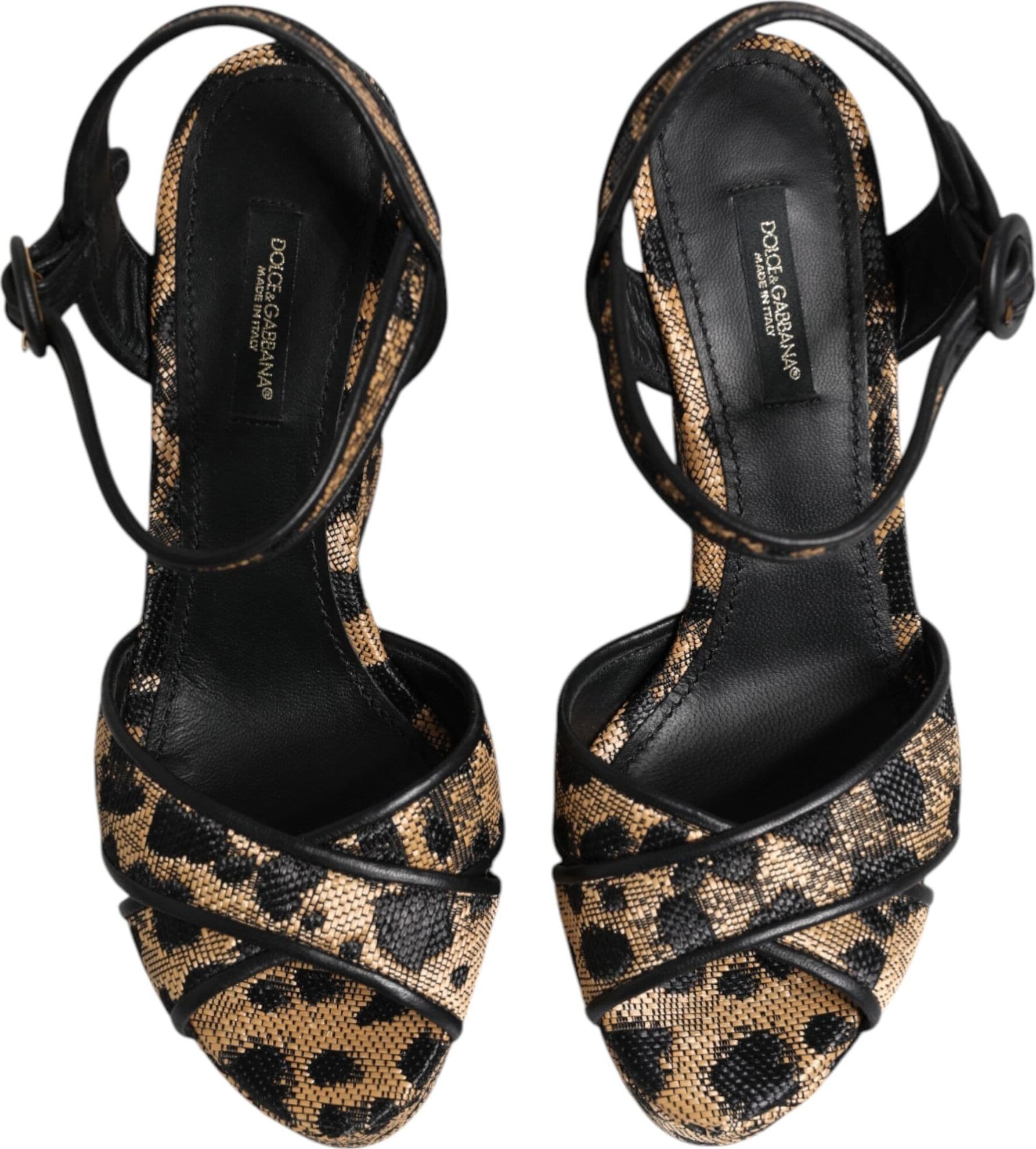 Dolce & Gabbana Brown Leopard Wedges Ankle Strap Sandals Shoes - 2