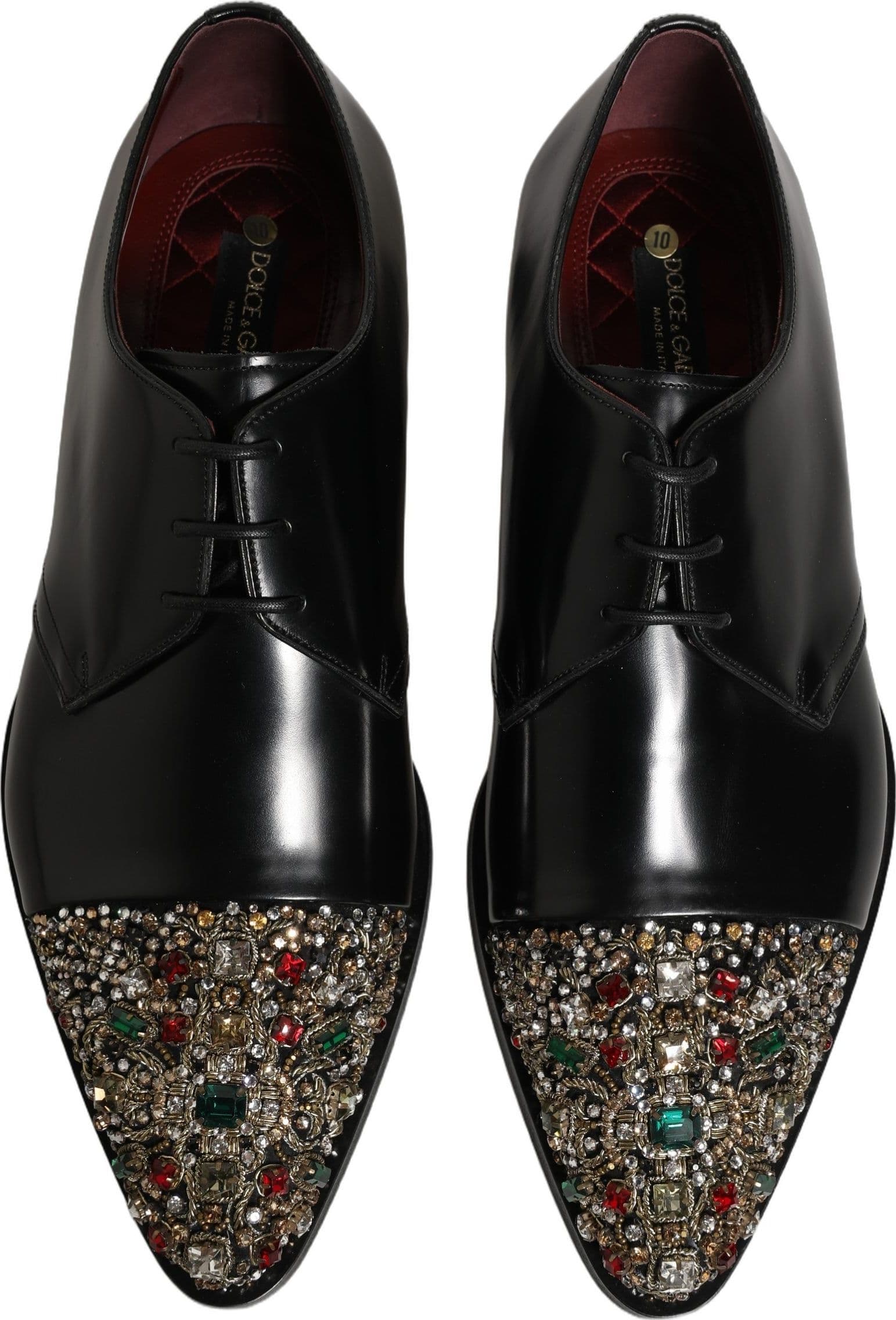 Dolce & Gabbana Black Embellished Derby Dress Formal Shoes - 3