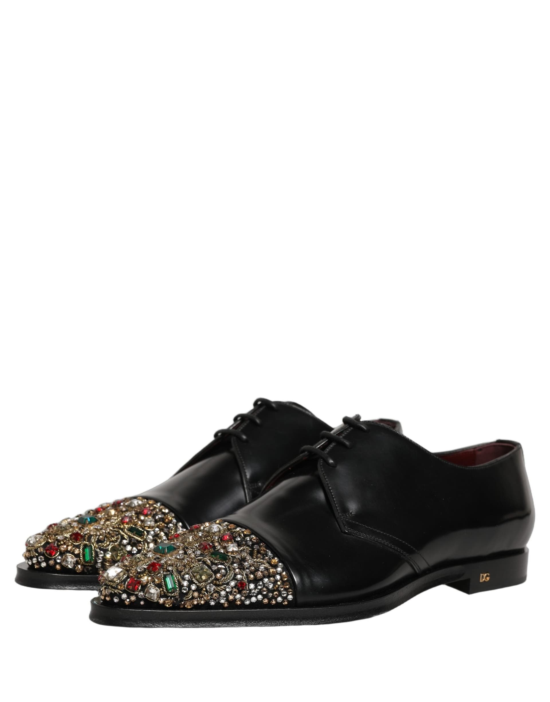 Dolce & Gabbana Black Embellished Derby Dress Formal Shoes - 4