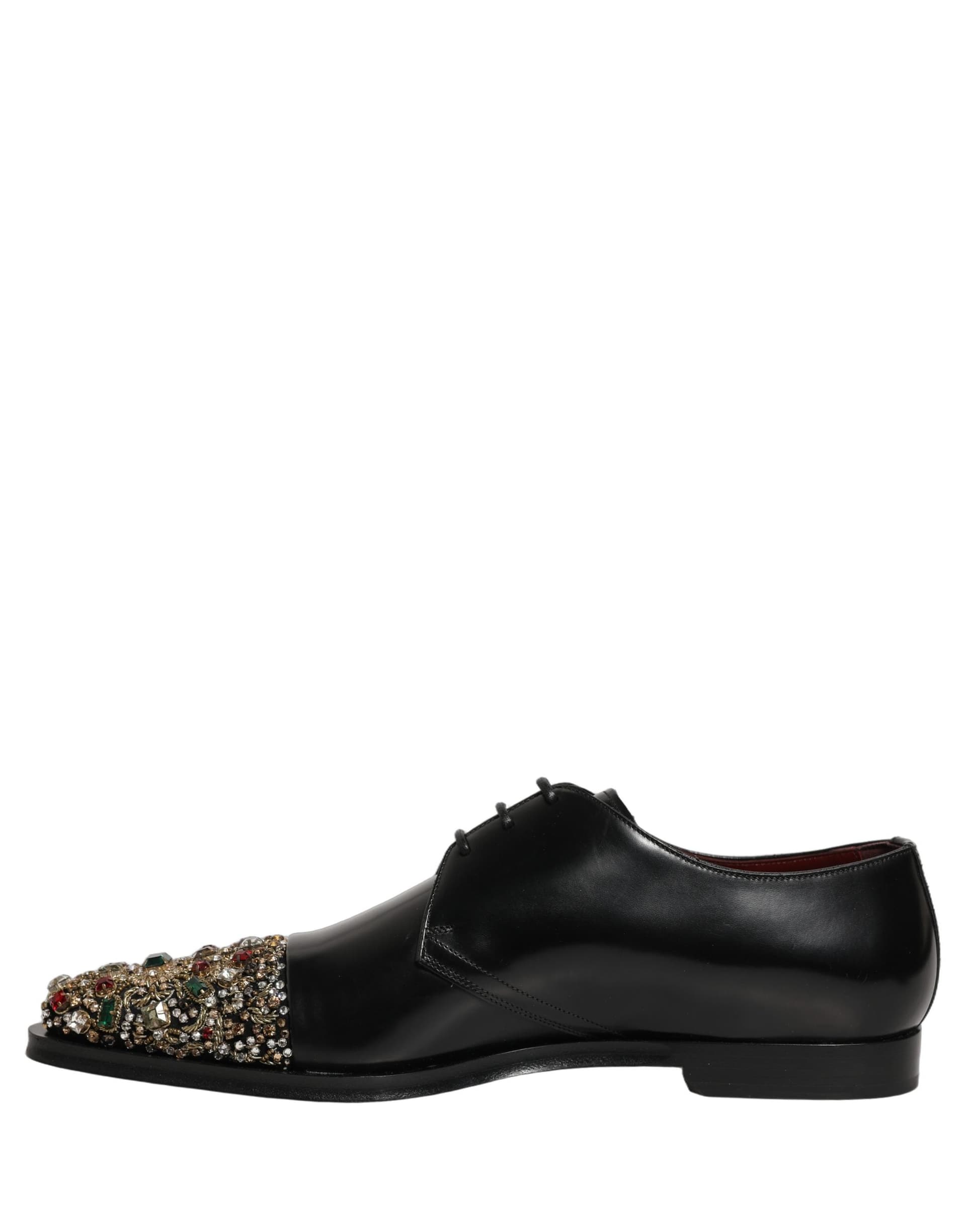 Dolce & Gabbana Black Embellished Derby Dress Formal Shoes - 6