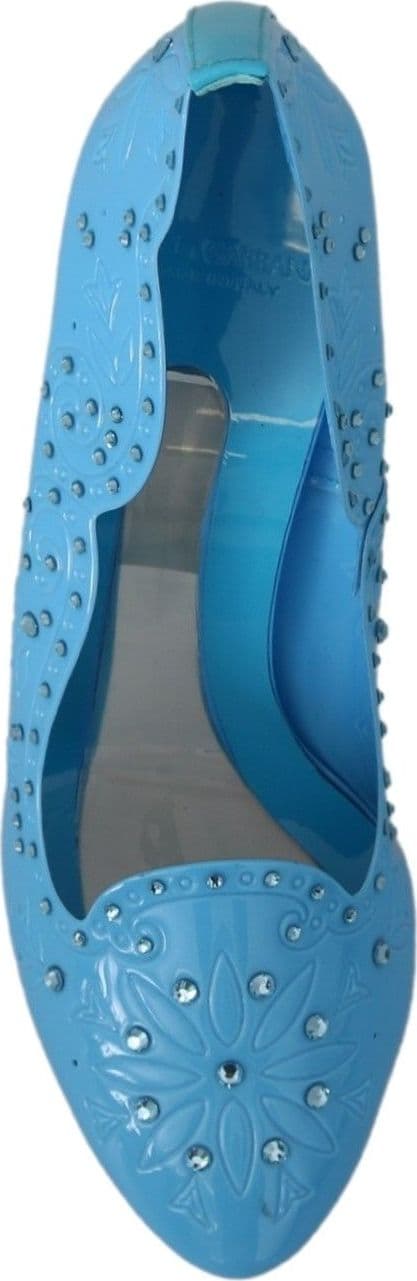 Dolce & Gabbana Blue Crystal Floral CINDERELLA Heels Shoes - 2