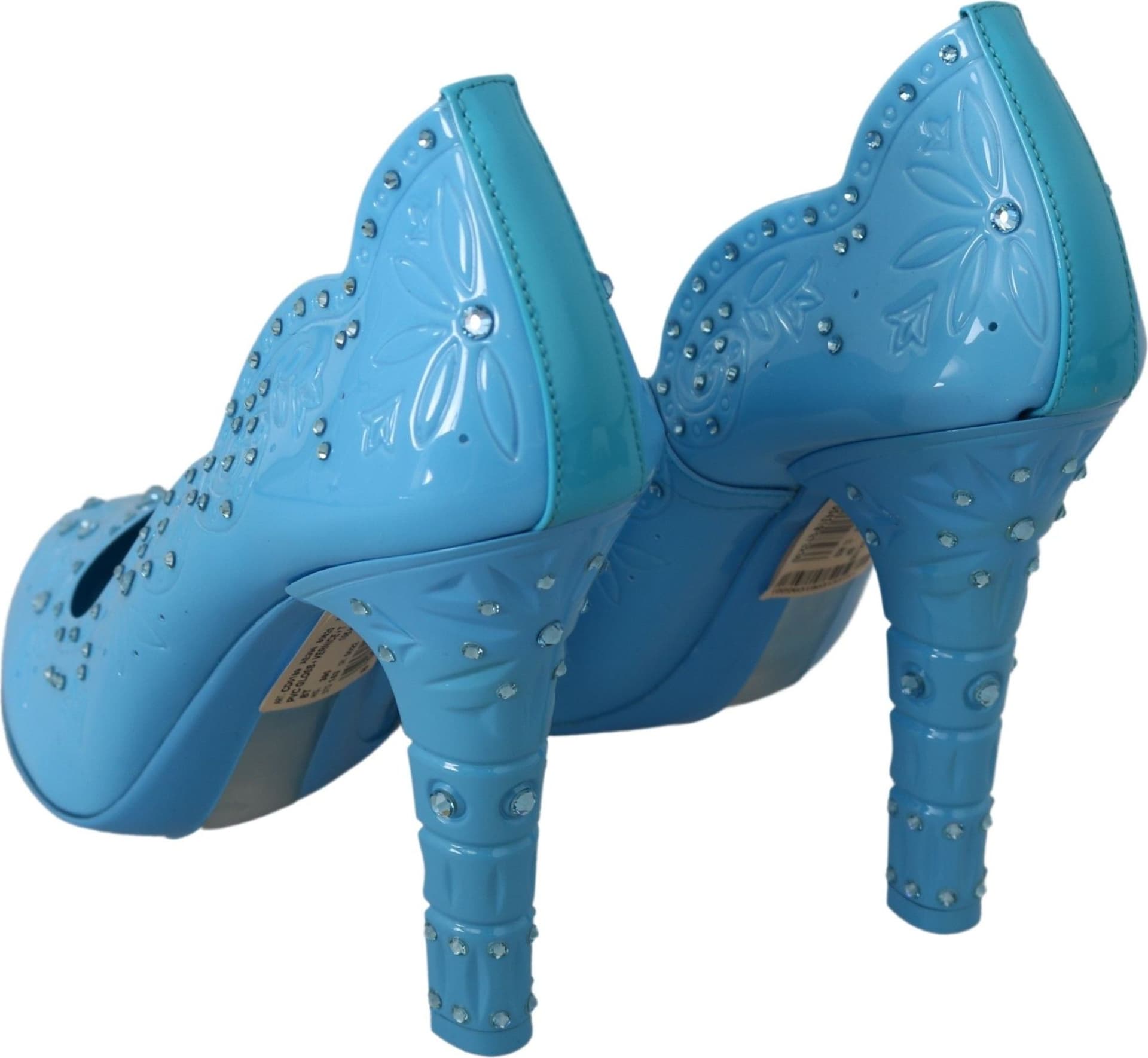 Dolce & Gabbana Blue Crystal Floral CINDERELLA Heels Shoes - 5