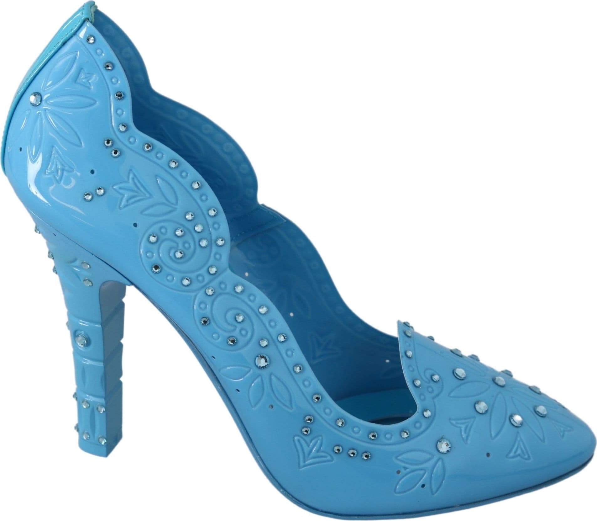 Dolce & Gabbana Blue Crystal Floral CINDERELLA Heels Shoes - 6