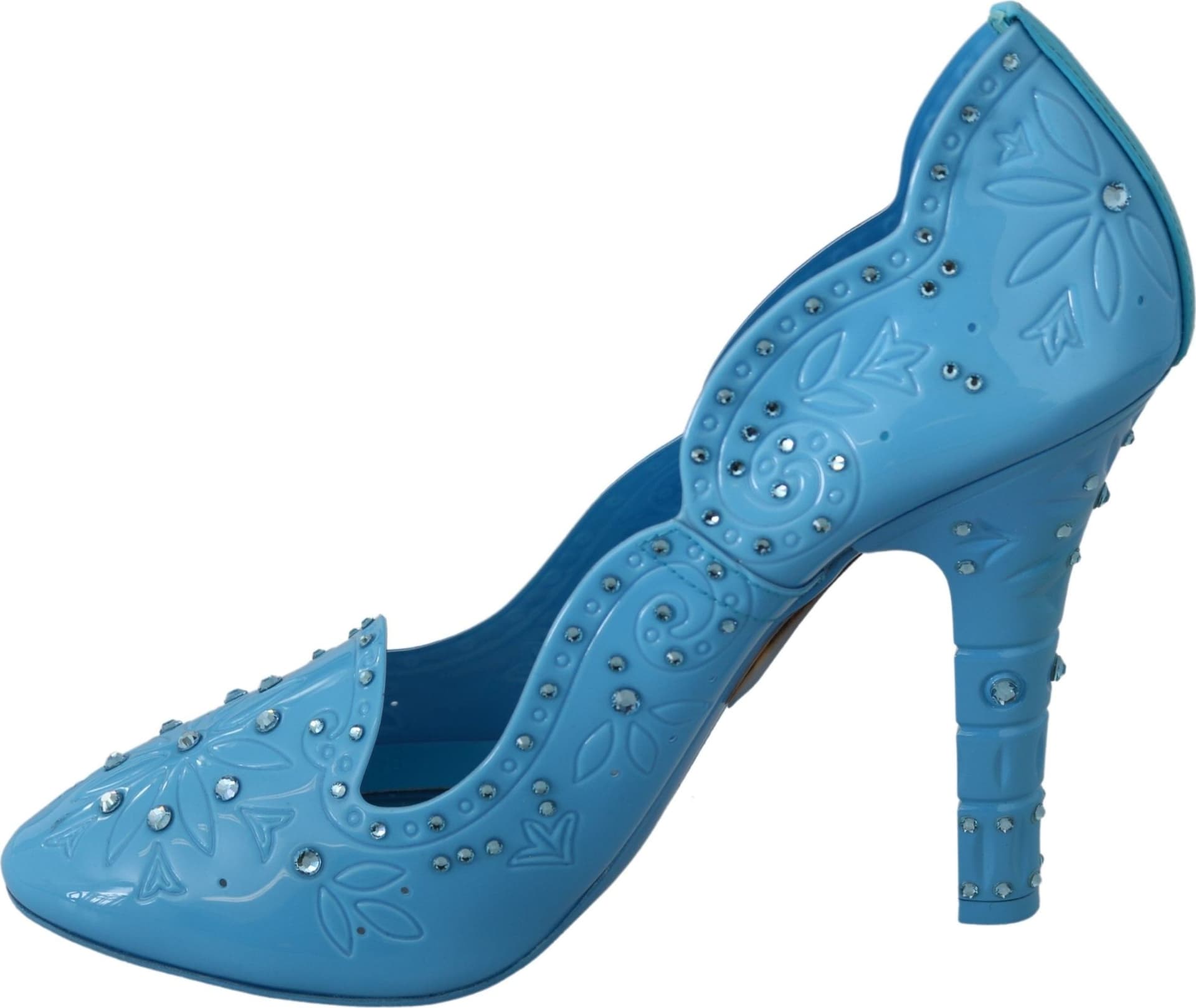 Dolce & Gabbana Blue Crystal Floral CINDERELLA Heels Shoes - 7