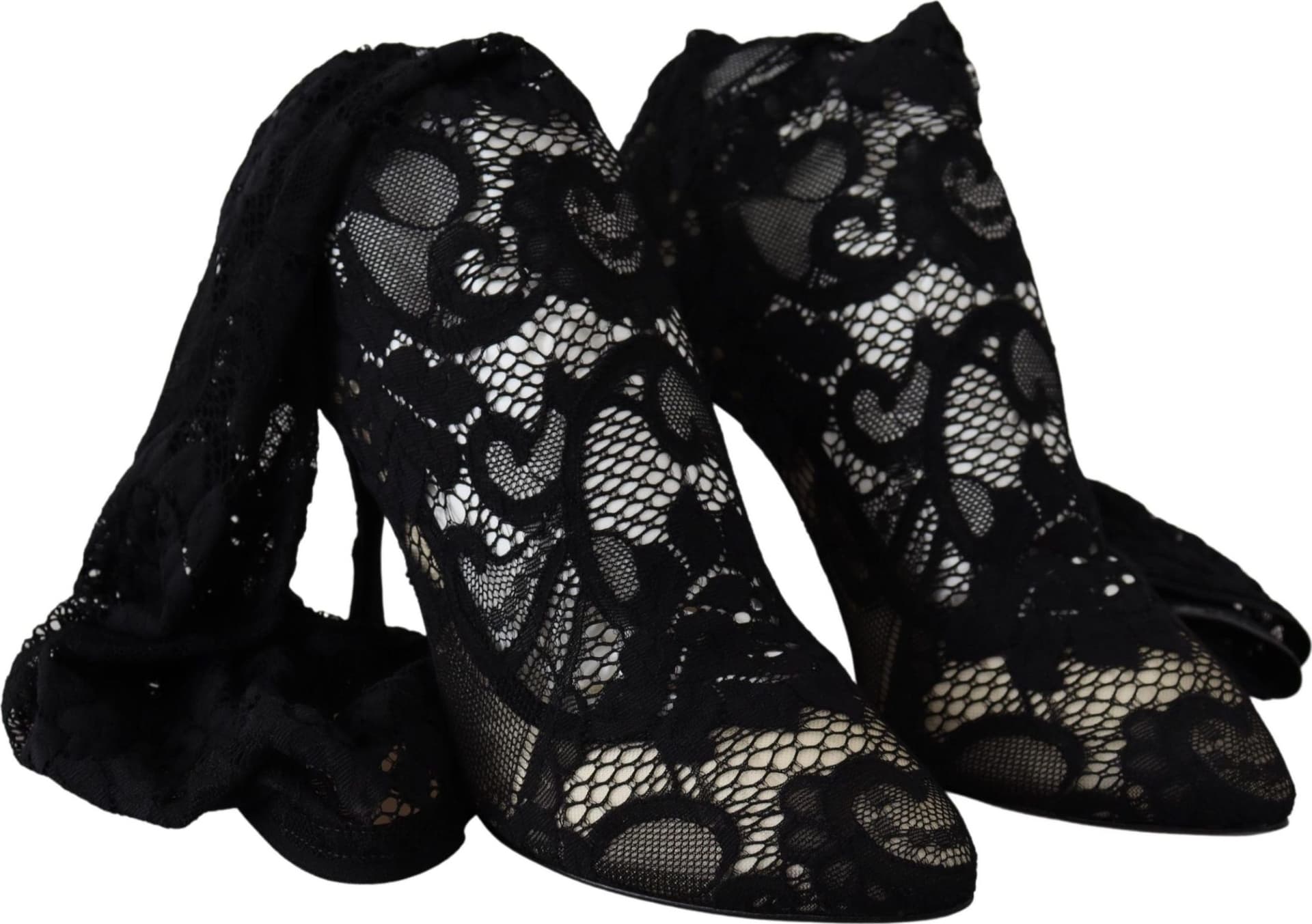 Dolce & Gabbana Black Taormina Lace Socks Boots Shoes Pumps - 2