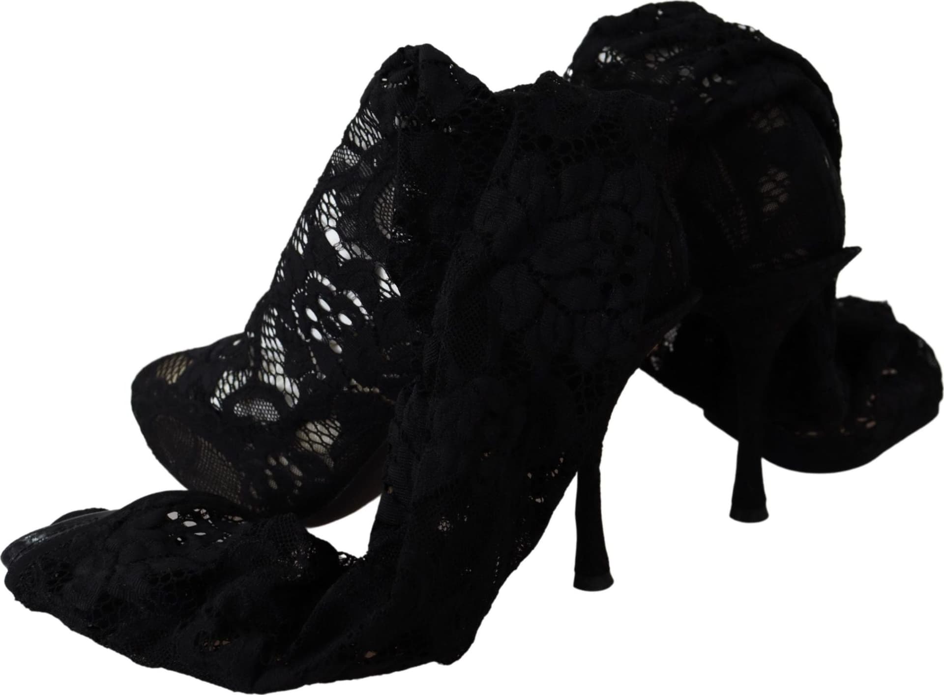 Dolce & Gabbana Black Taormina Lace Socks Boots Shoes Pumps - 3