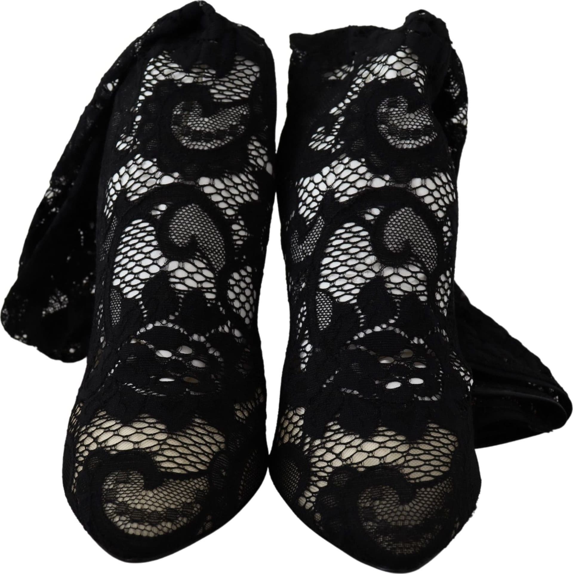 Dolce & Gabbana Black Taormina Lace Socks Boots Shoes Pumps - 4