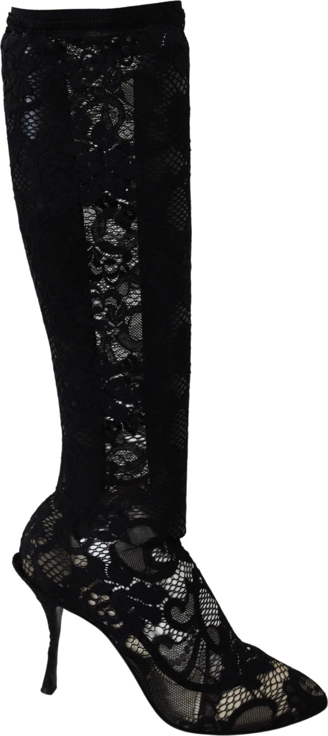 Dolce & Gabbana Black Taormina Lace Socks Boots Shoes Pumps - 5