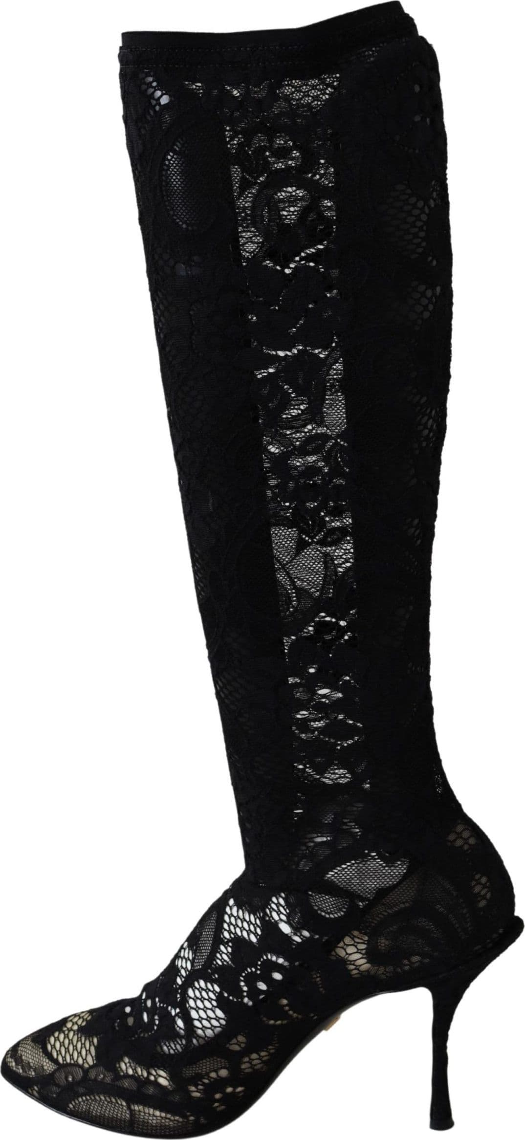 Dolce & Gabbana Black Taormina Lace Socks Boots Shoes Pumps - 6