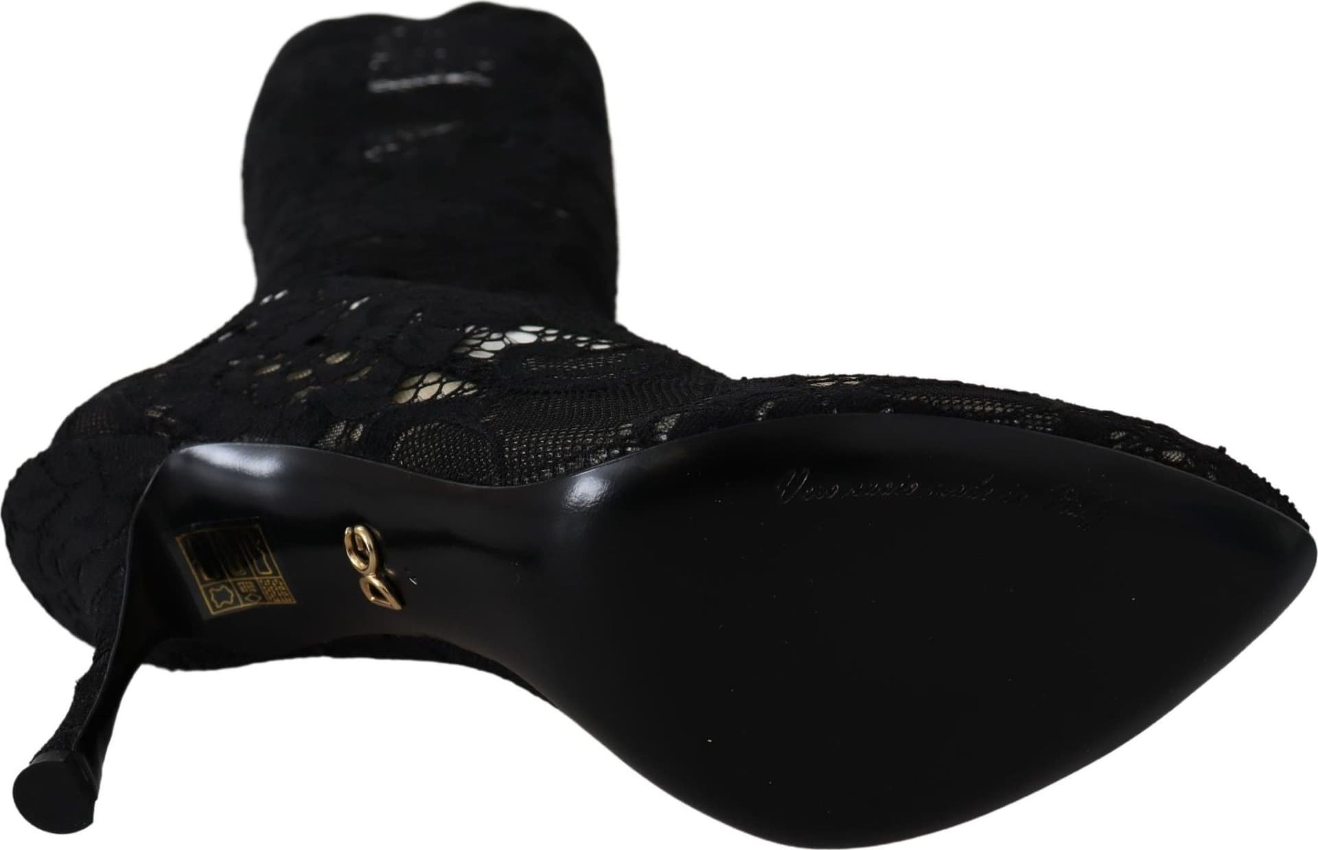 Dolce & Gabbana Black Taormina Lace Socks Boots Shoes Pumps - 7