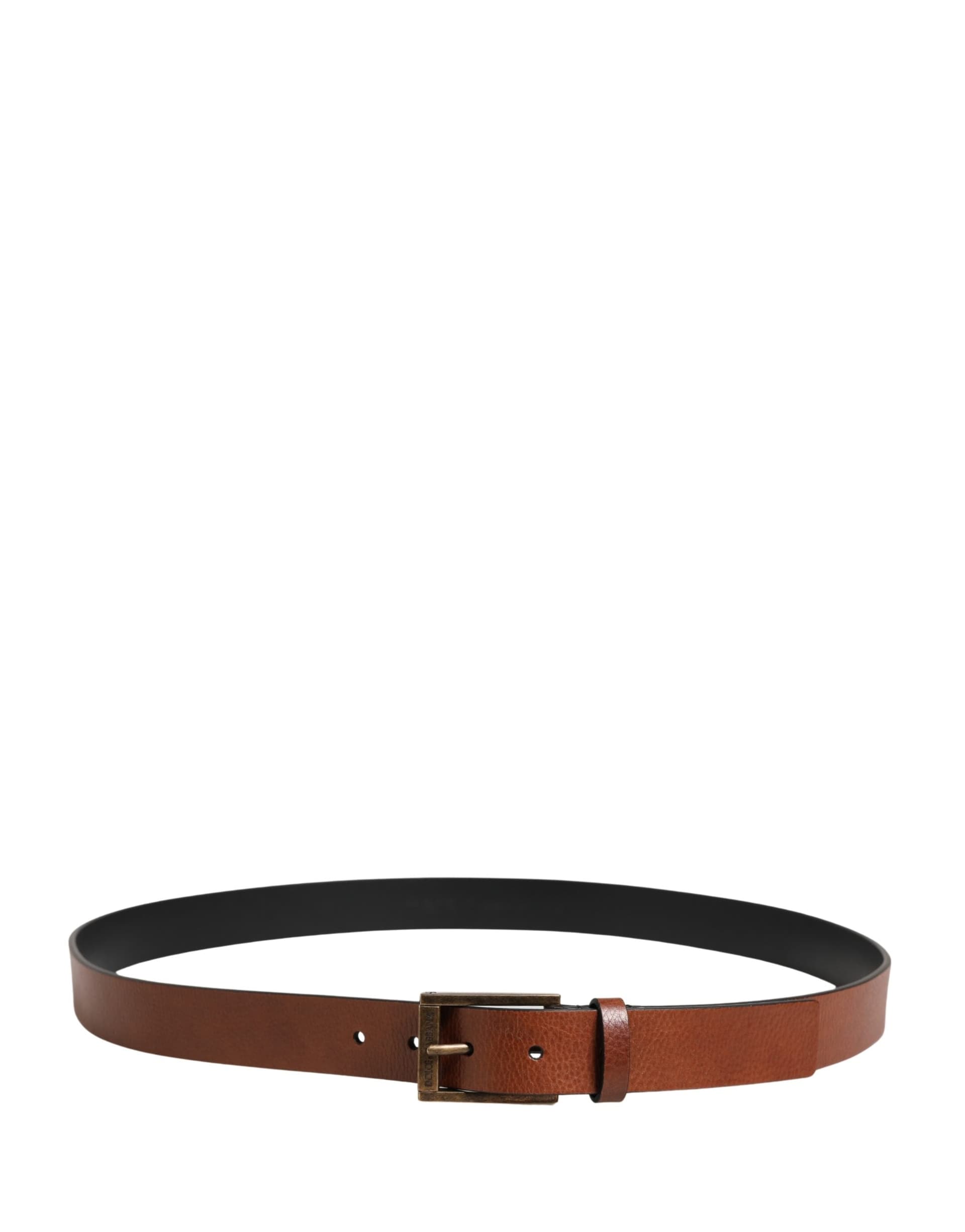 Dolce & Gabbana Men Brown Leather Classic Metal Buckle Belt - 3