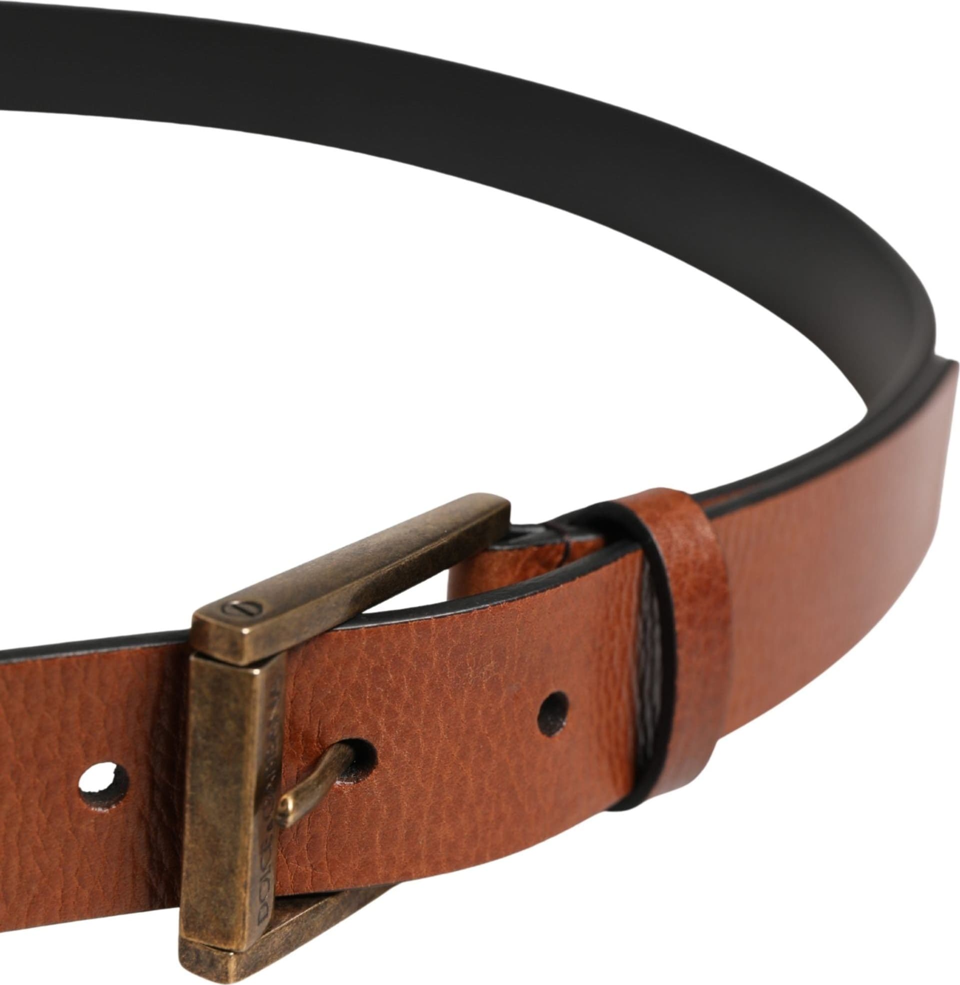 Dolce & Gabbana Men Brown Leather Classic Metal Buckle Belt - 4