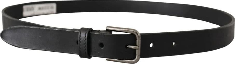 Dolce & Gabbana Black Calf Leather Classic Metal Logo Buckle Belt - 4