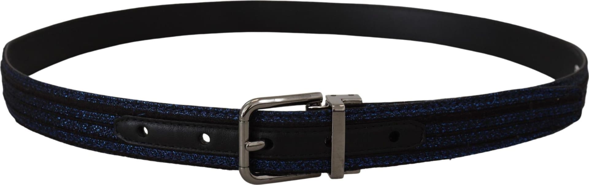 Dolce & Gabbana Blue Jacquard Stripe Silver Buckle Belt - 2