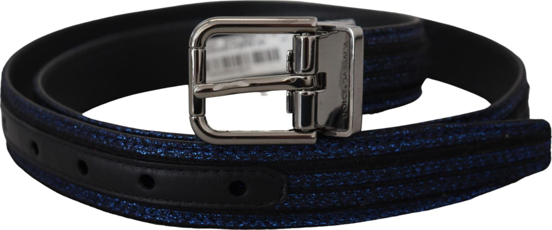 Dolce & Gabbana Blue Jacquard Stripe Silver Buckle Belt - 3