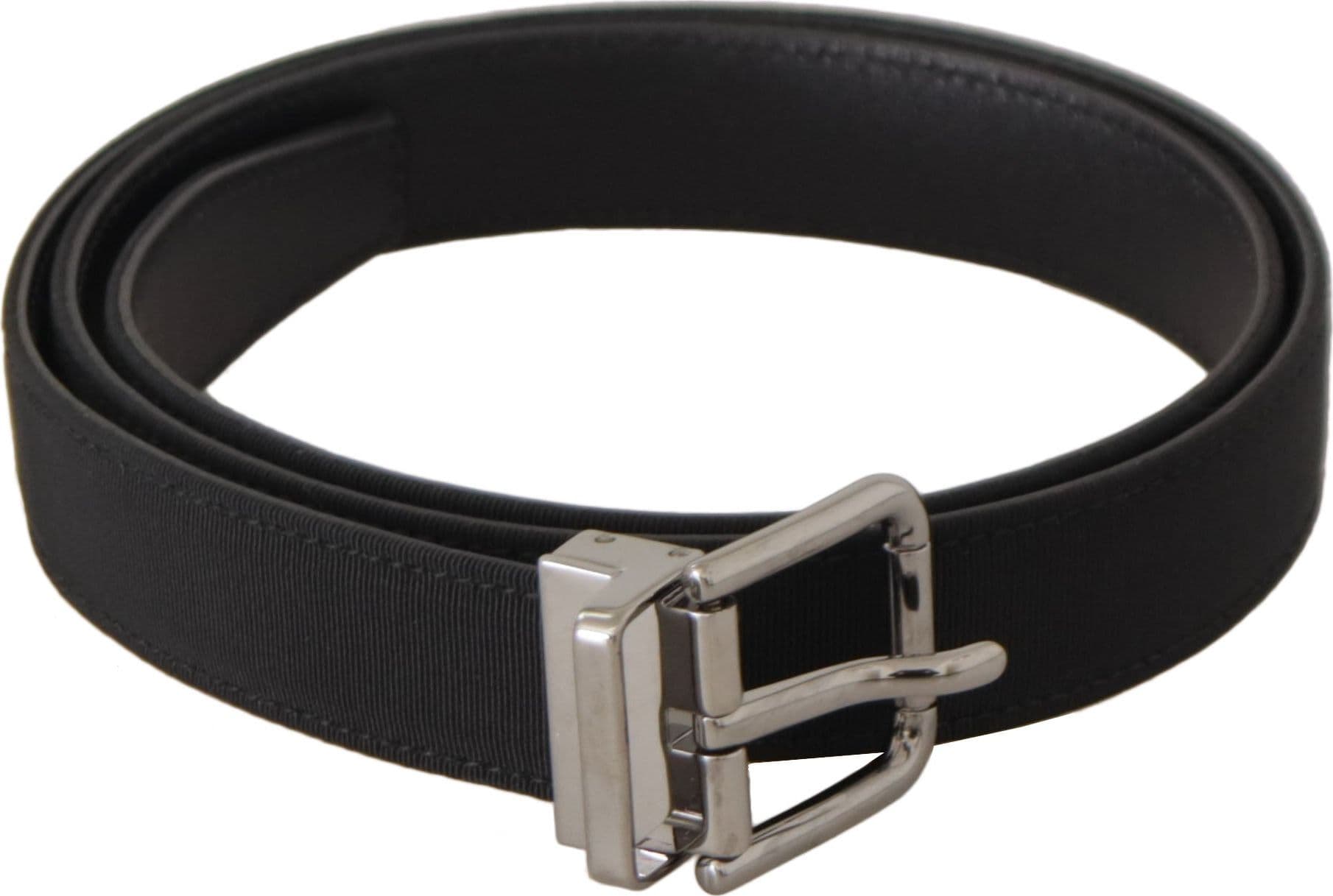 Dolce & Gabbana Black Canvas Leather Silver Metal Buckle Belt - 3