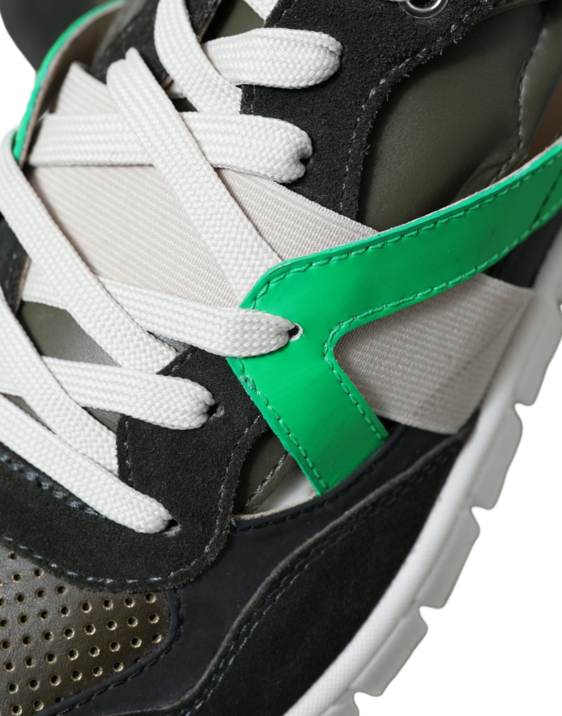 Dolce & Gabbana Multicolor Leather Suede Low Top Sneakers Shoes - 8