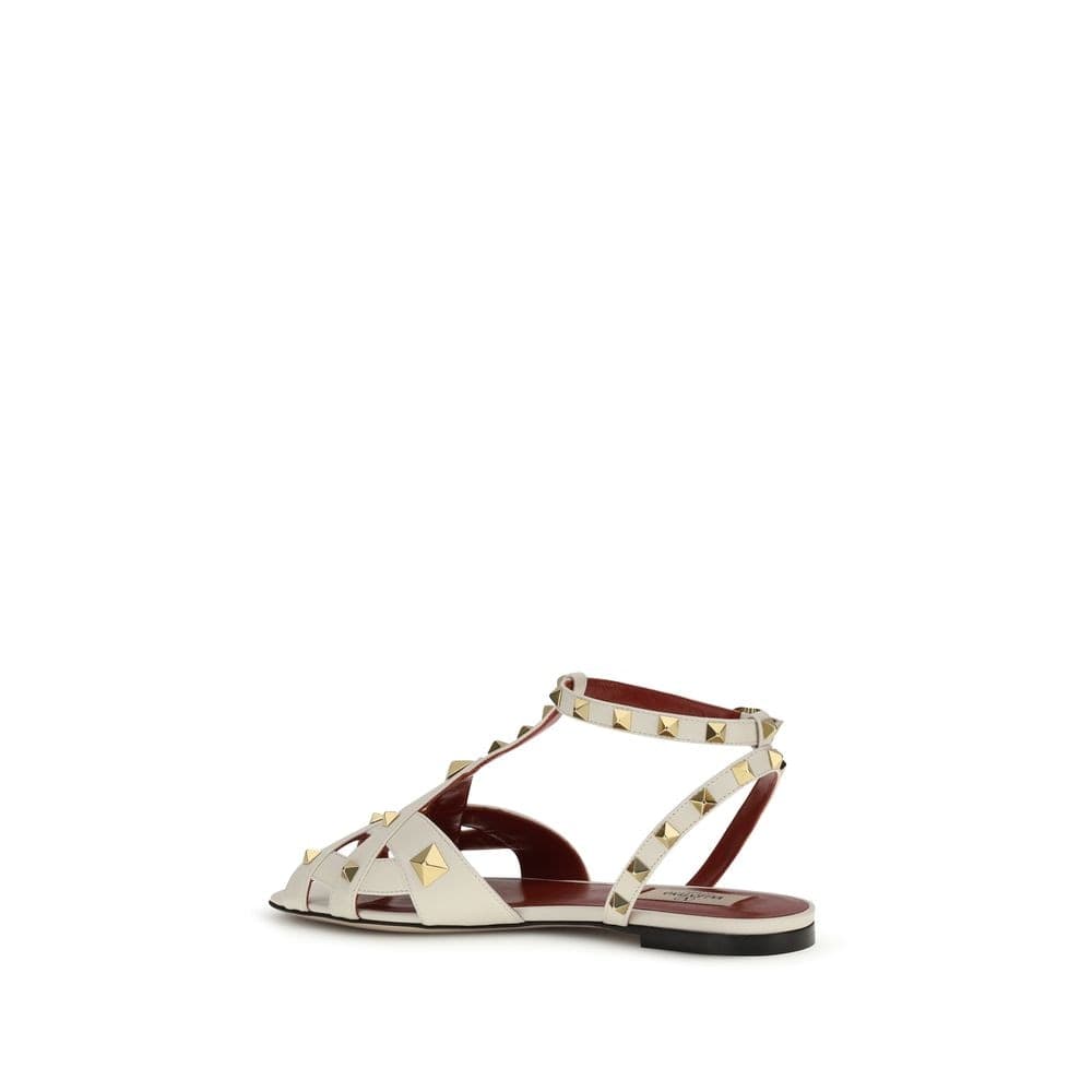 Valentino Garavani Beige Goatskin Flat Sandals - 3