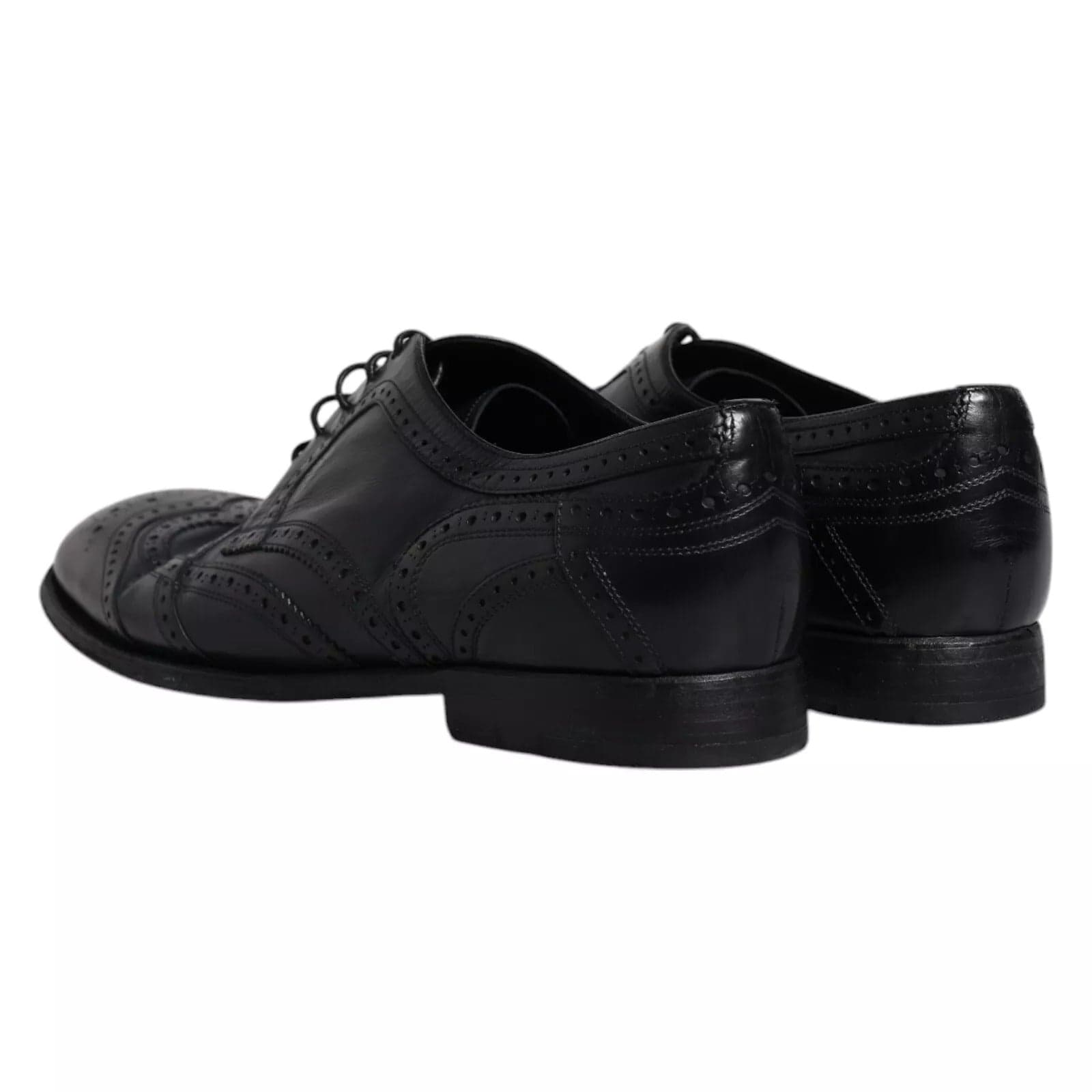 Dolce & Gabbana Dark Blue Leather Derby Wingtip Formal Shoes - 5