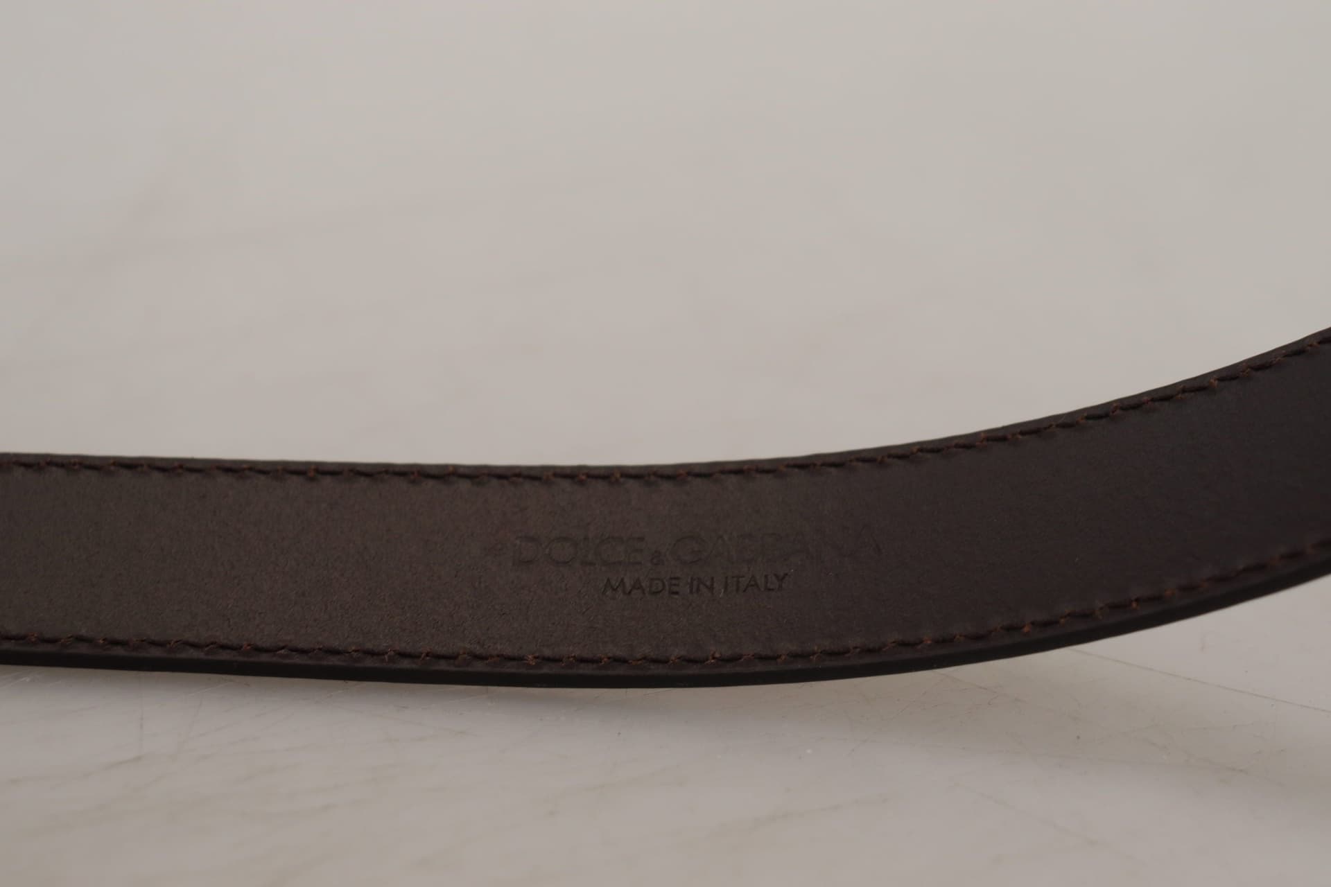 Dolce & Gabbana Gold Leather Silver Square Metal Buckle Belt - 4