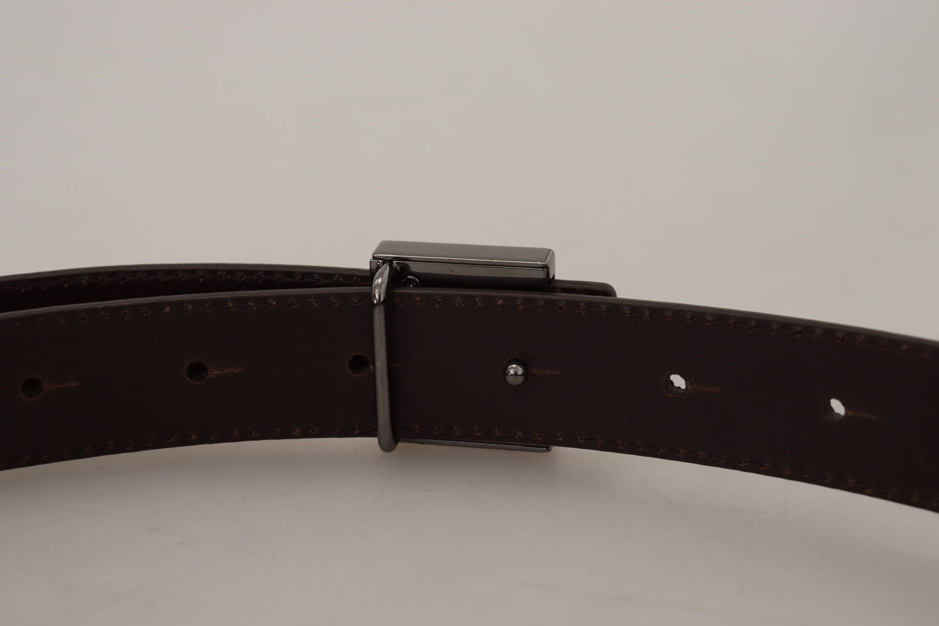 Dolce & Gabbana Gold Leather Silver Square Metal Buckle Belt - 5