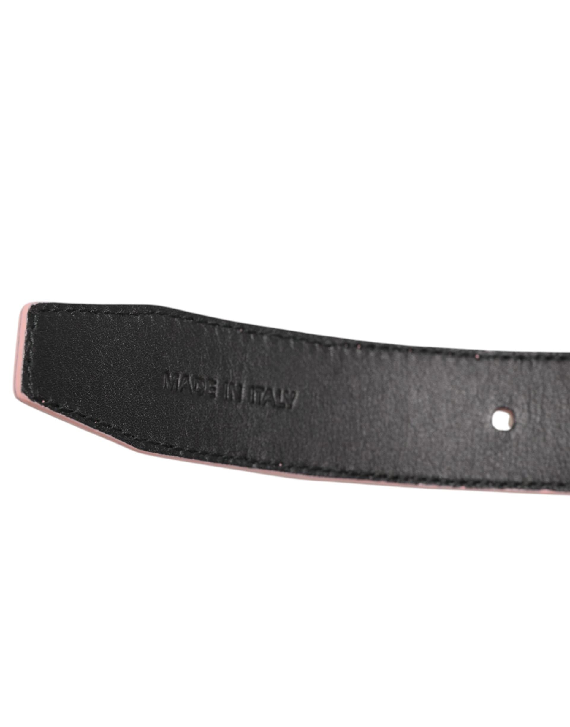 Dolce & Gabbana Pink Leather Perforated Detailing Buckle Belt - 4