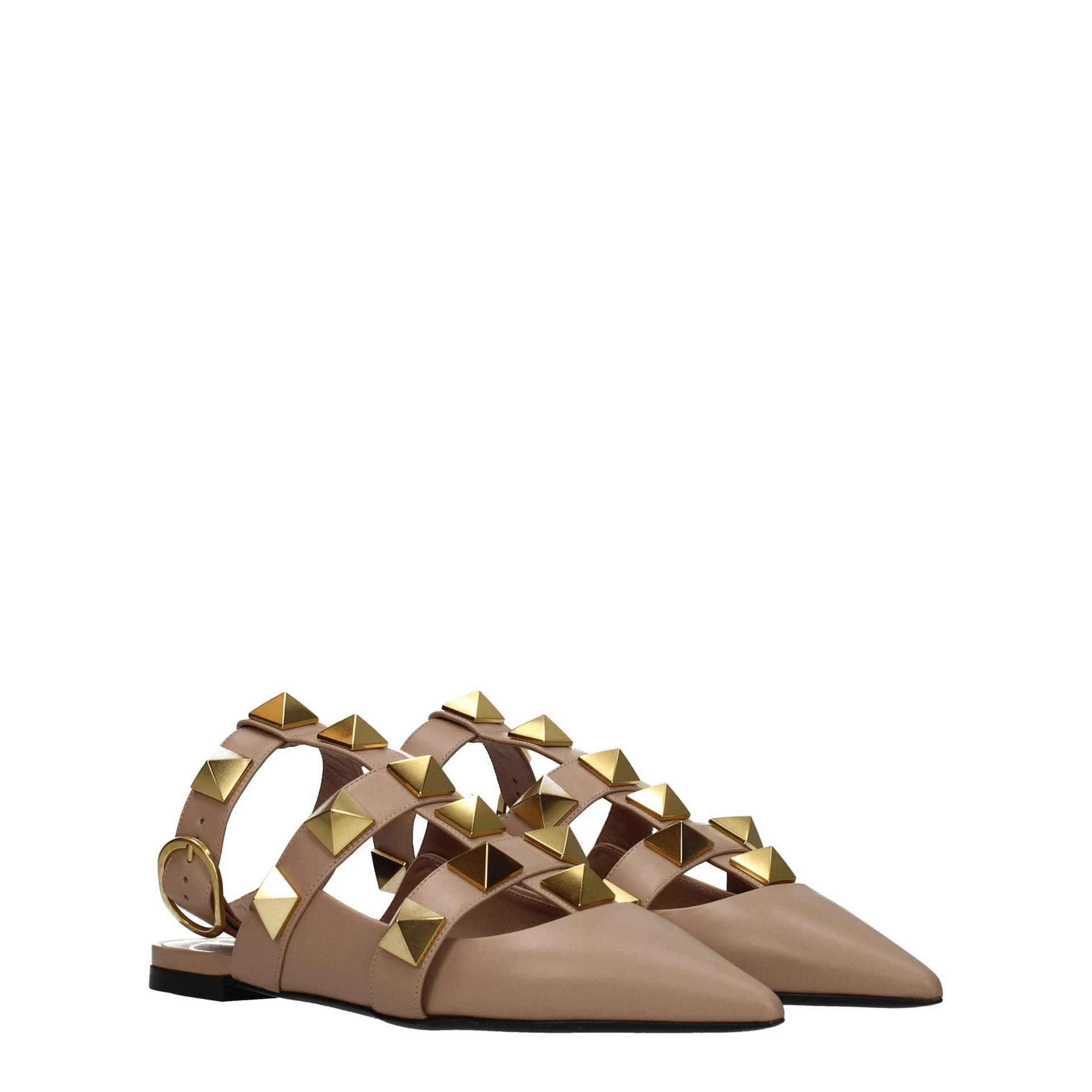 Valentino Garavani Pink Leather Flat Sandals - 2